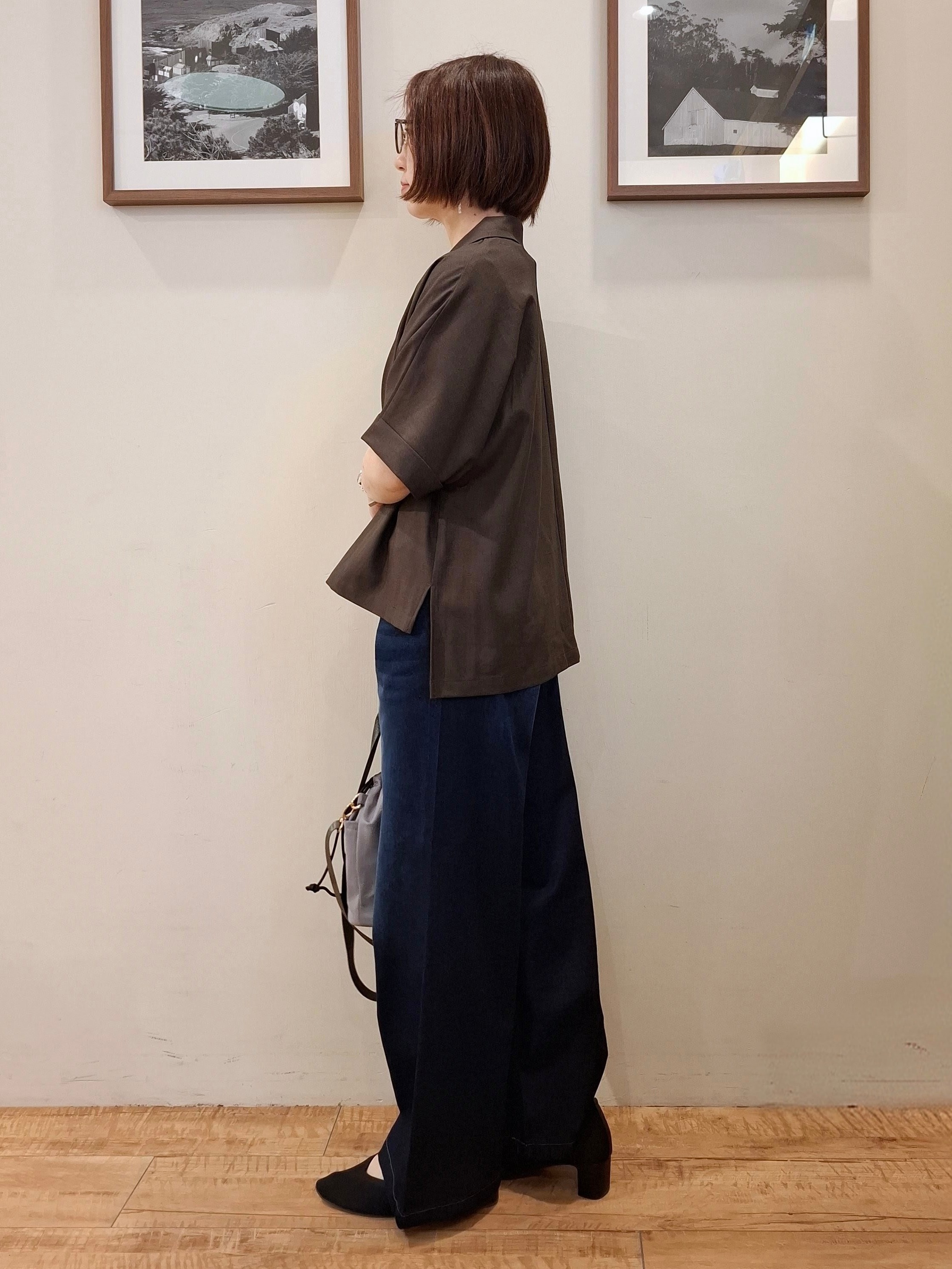 まあるさんの「SHOO･LA･RUE｜【セットアップ可/洗濯後しわになりにくい/S-LL】半袖とろみテーラードジャケット」を使ったコーディネート