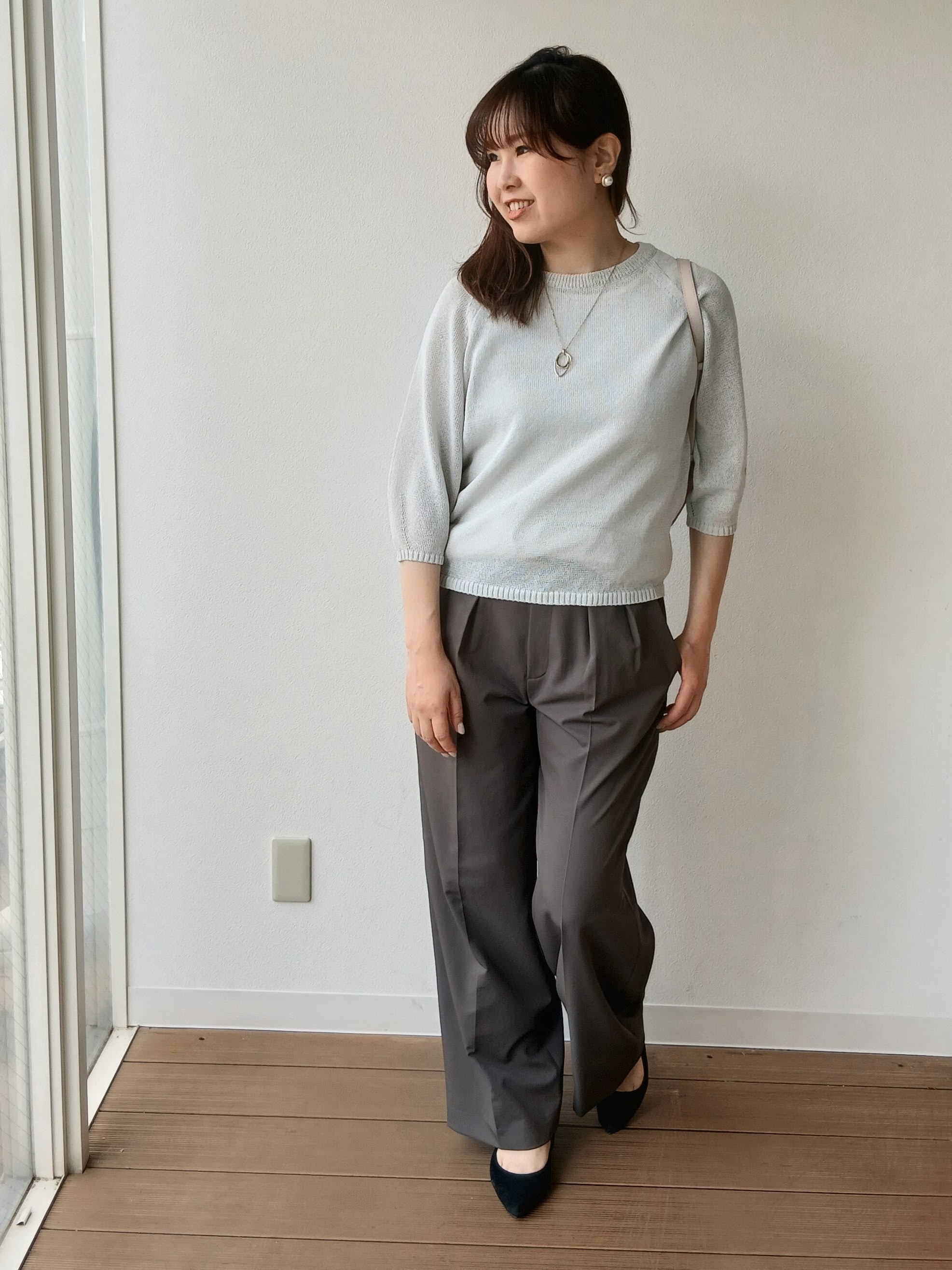 なみきさんの「UNTITLED｜【洗える/ゆったり】クルーネックドライニット」を使ったコーディネート