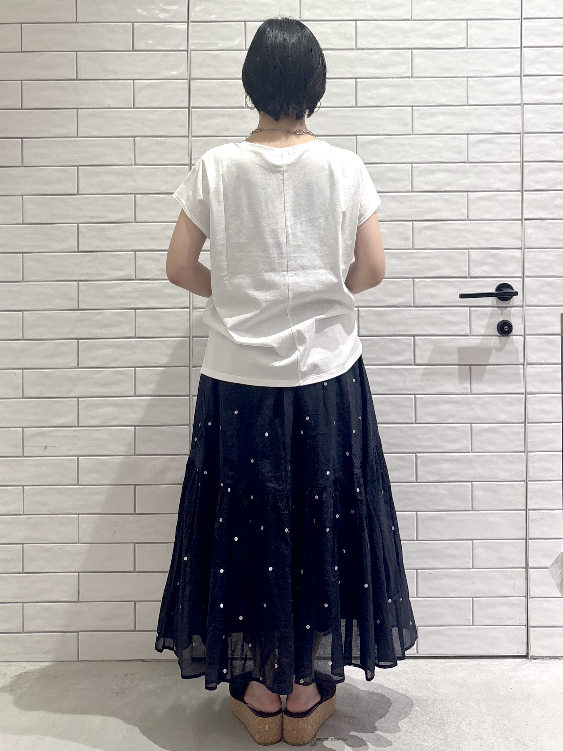 ayumiさんの「OPAQUE.CLIP｜ロゴフレンチスリーブカットソー【洗濯機OK】」を使ったコーディネート
