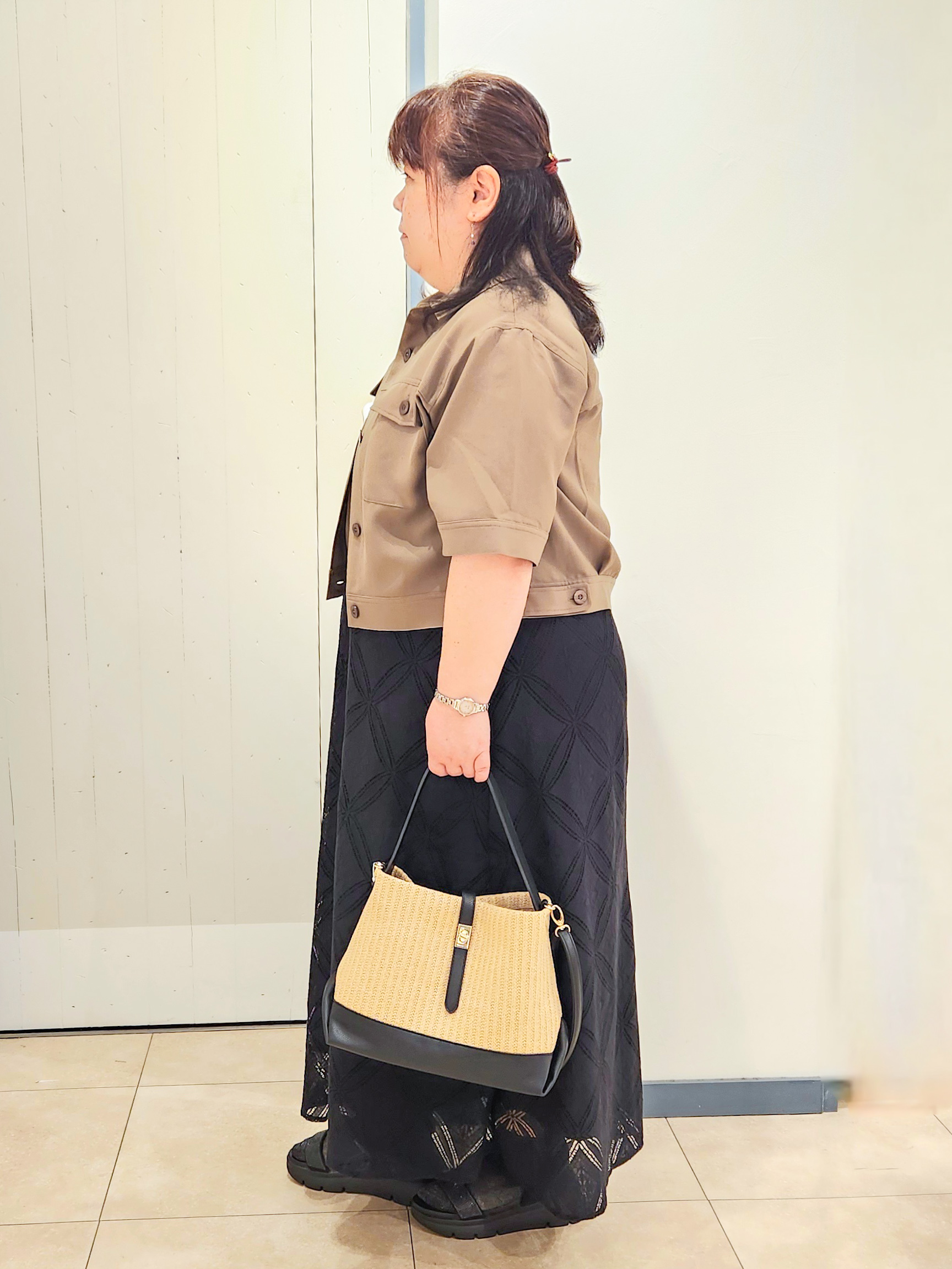 minoriさんの「grove｜【吸水速乾・通気性・洗える】衿付きハーフジャケット」を使ったコーディネート