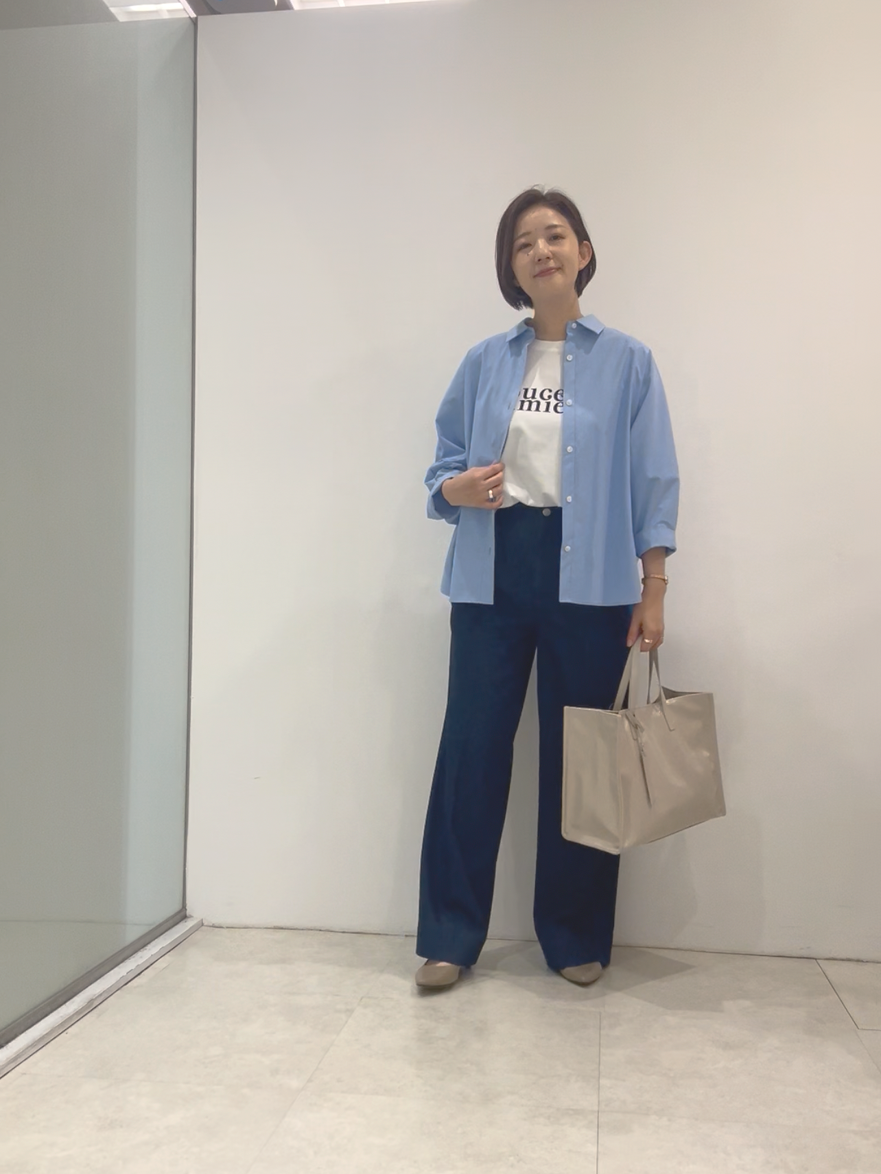まどかさんの「UNTITLED｜【接触冷感/吸水速乾/UVカット】ドルマンスリーブシャツ」を使ったコーディネート