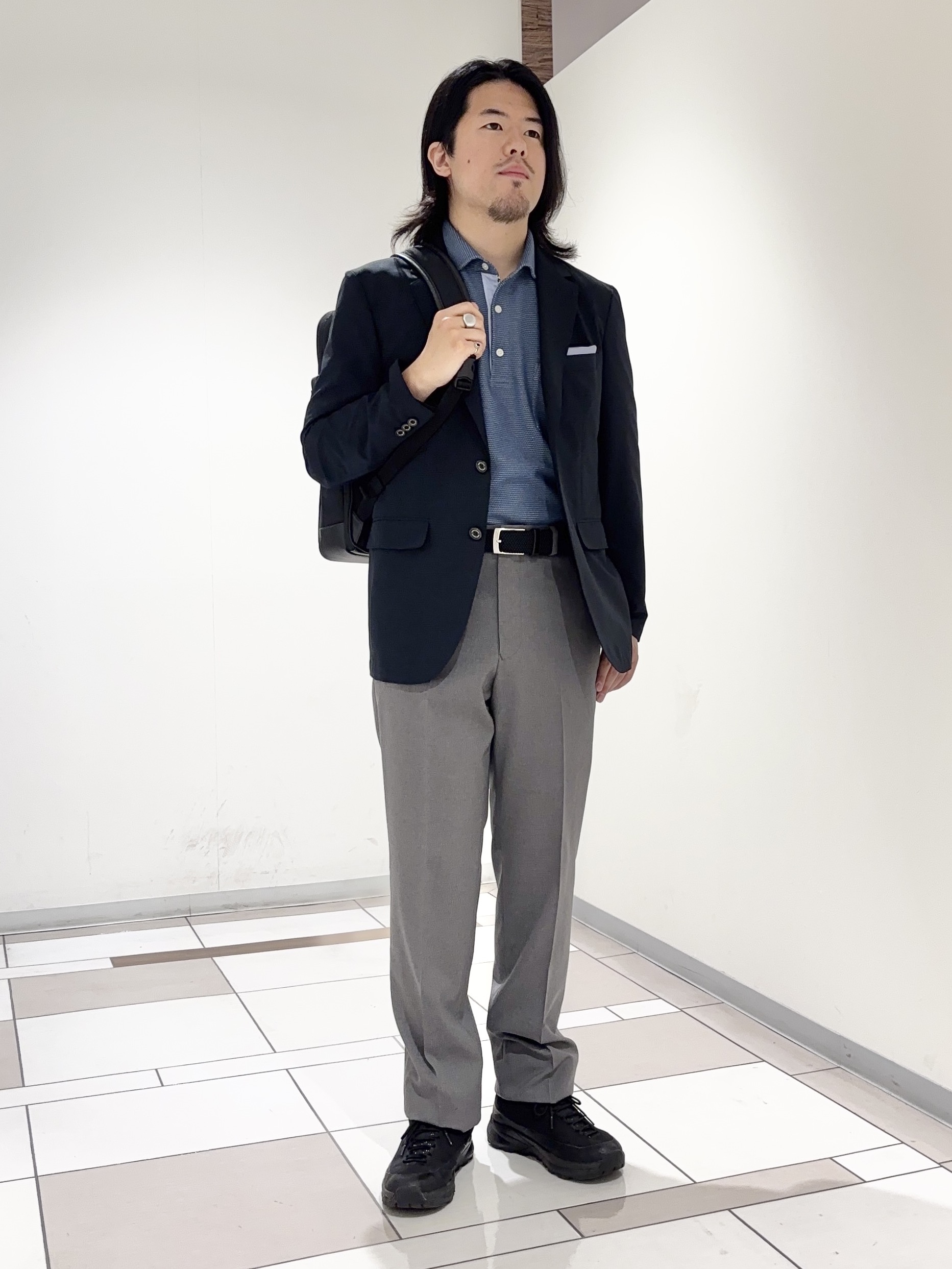 及川さんの「TAKEO KIKUCHI｜【抗菌防臭】COOL DOTS（R）ドビープリント ジャケット」を使ったコーディネート