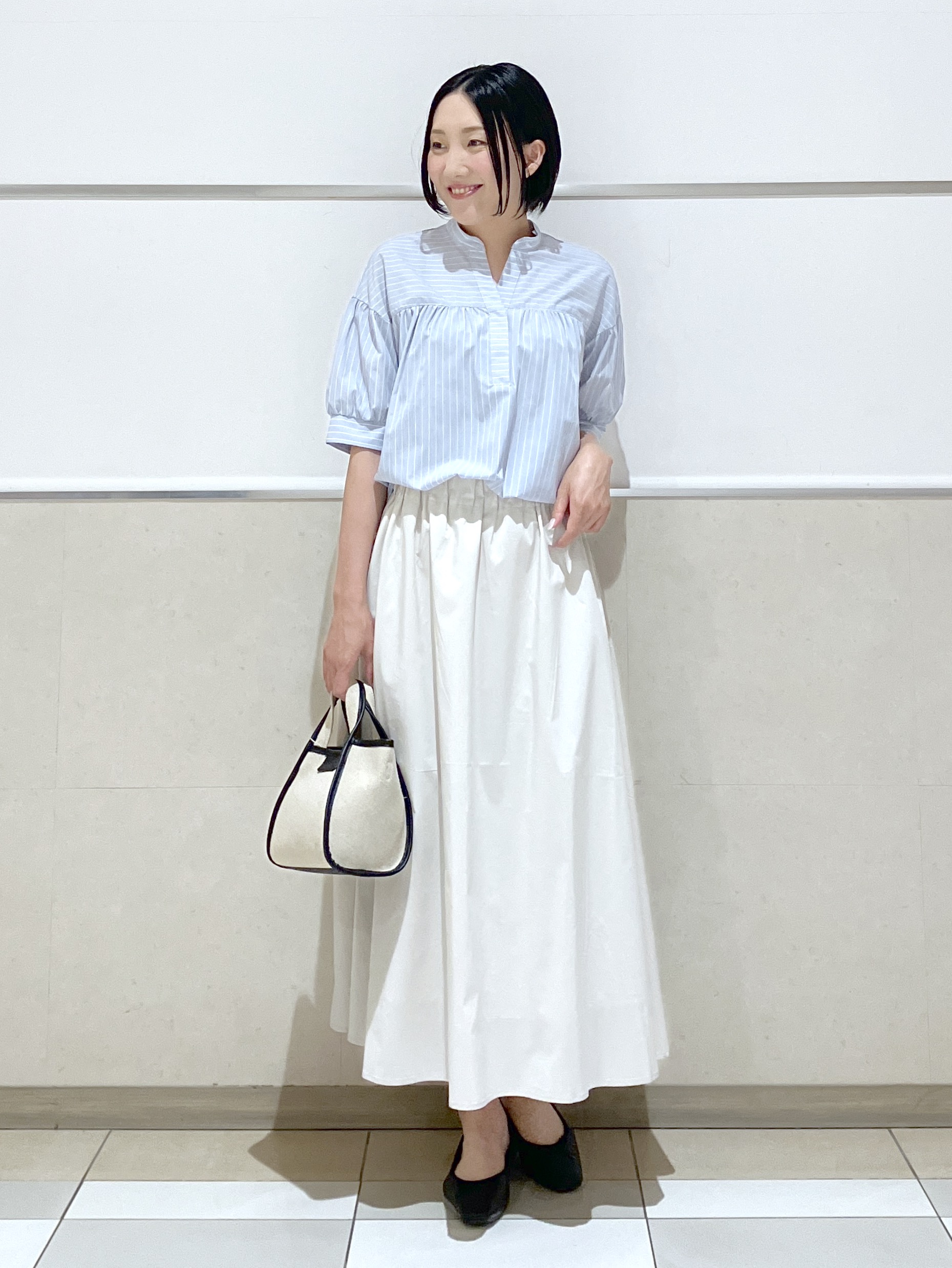 eriko さんの「Dessin｜【洗える】ストライプスキッパーシャツ」を使ったコーディネート