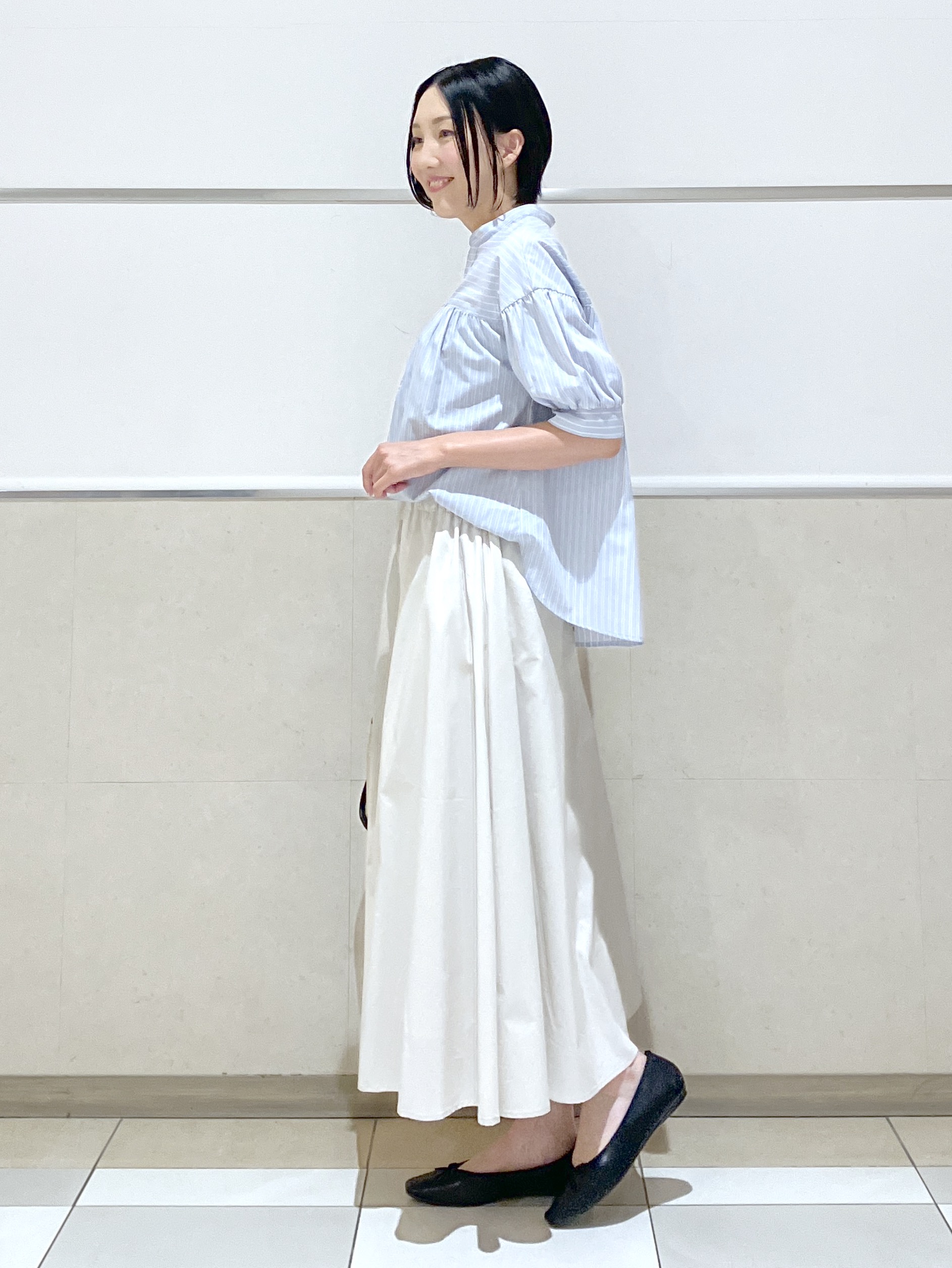 eriko さんの「Dessin｜【洗える】ストライプスキッパーシャツ」を使ったコーディネート