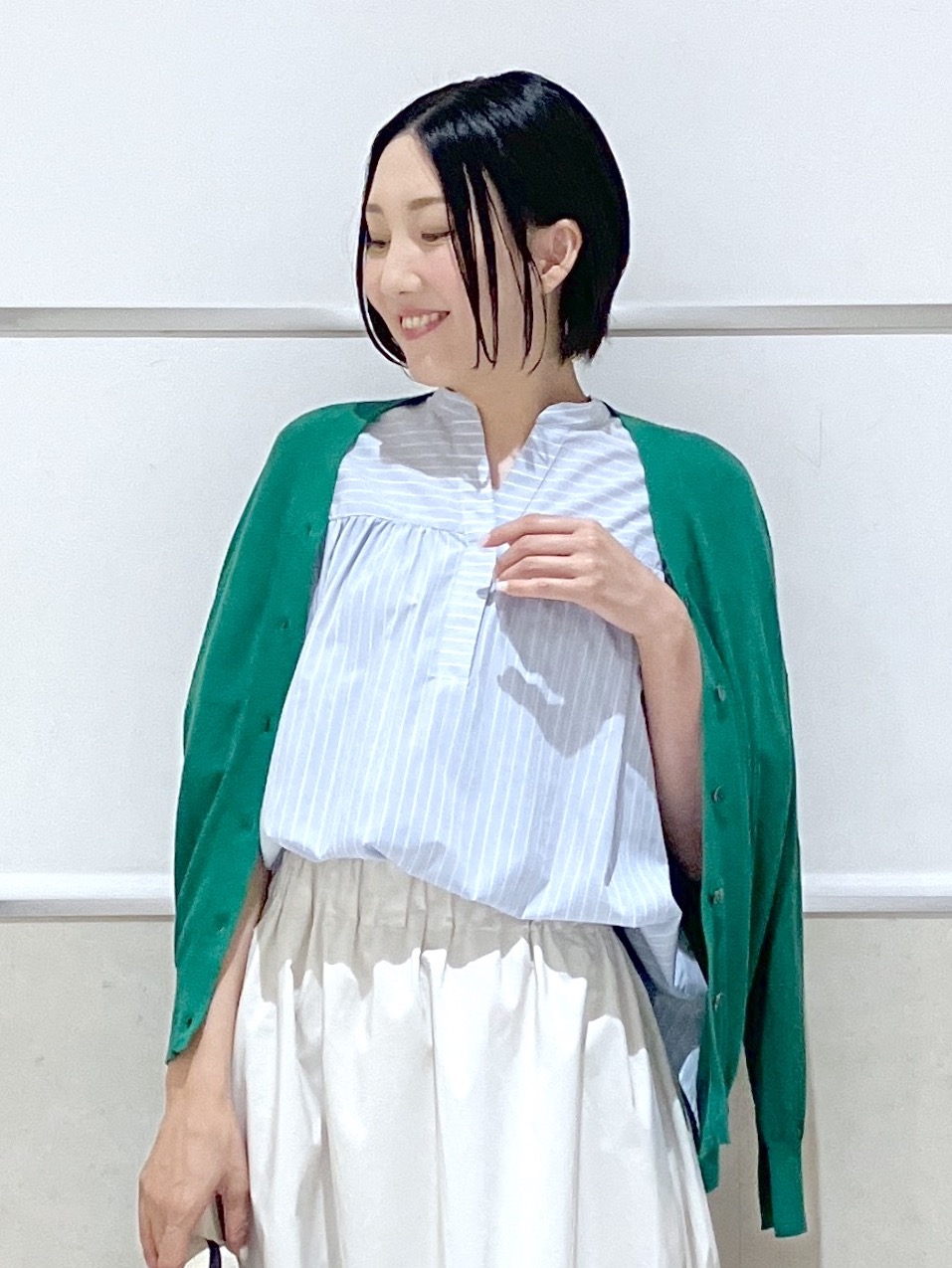 eriko さんの「Dessin｜【洗える】ストライプスキッパーシャツ」を使ったコーディネート