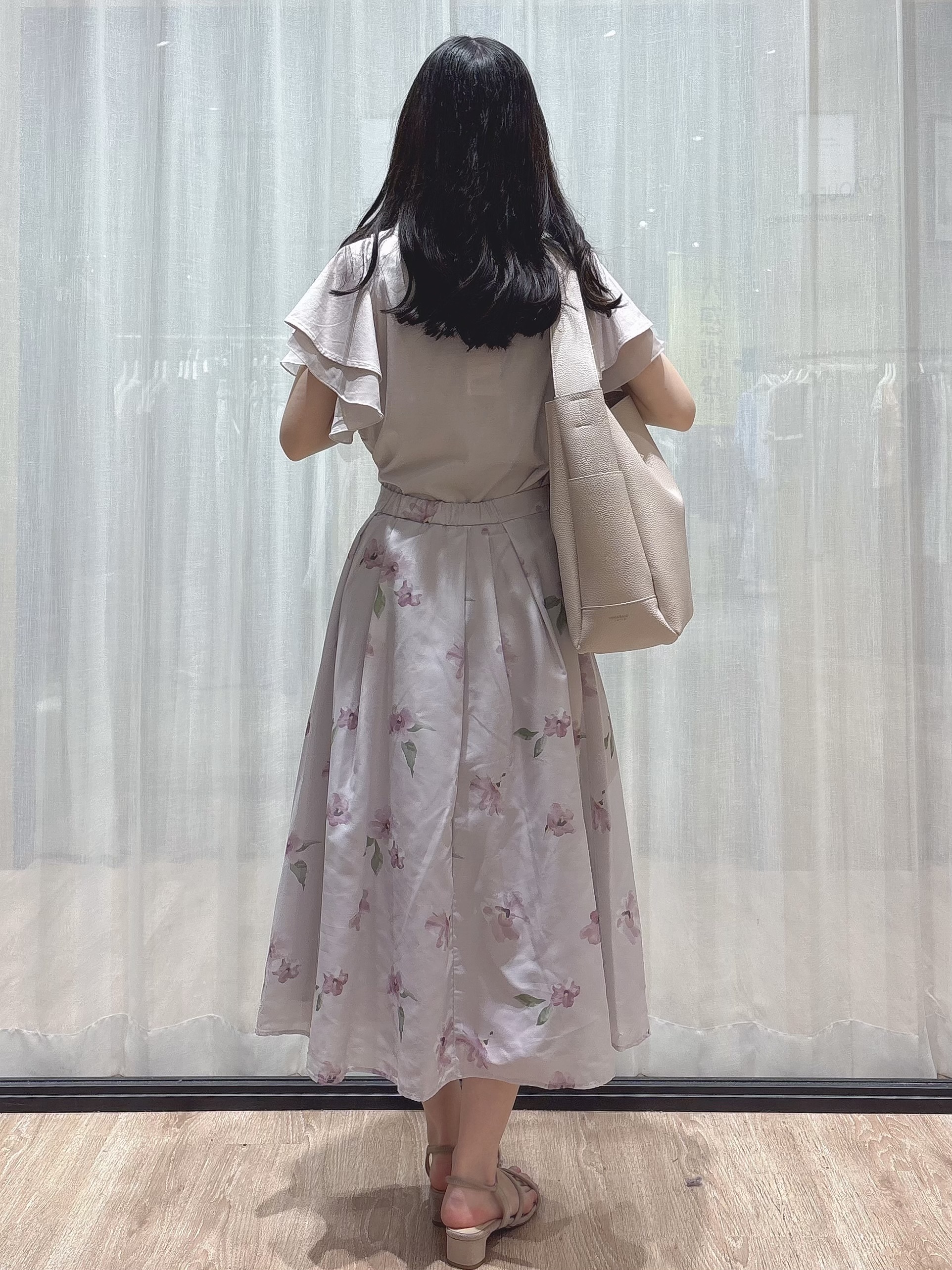 ぞうげさんの「OPAQUE.CLIP｜【接触冷感／UVケア】シフォンフリルドッキングトップス《洗濯機OK》」を使ったコーディネート