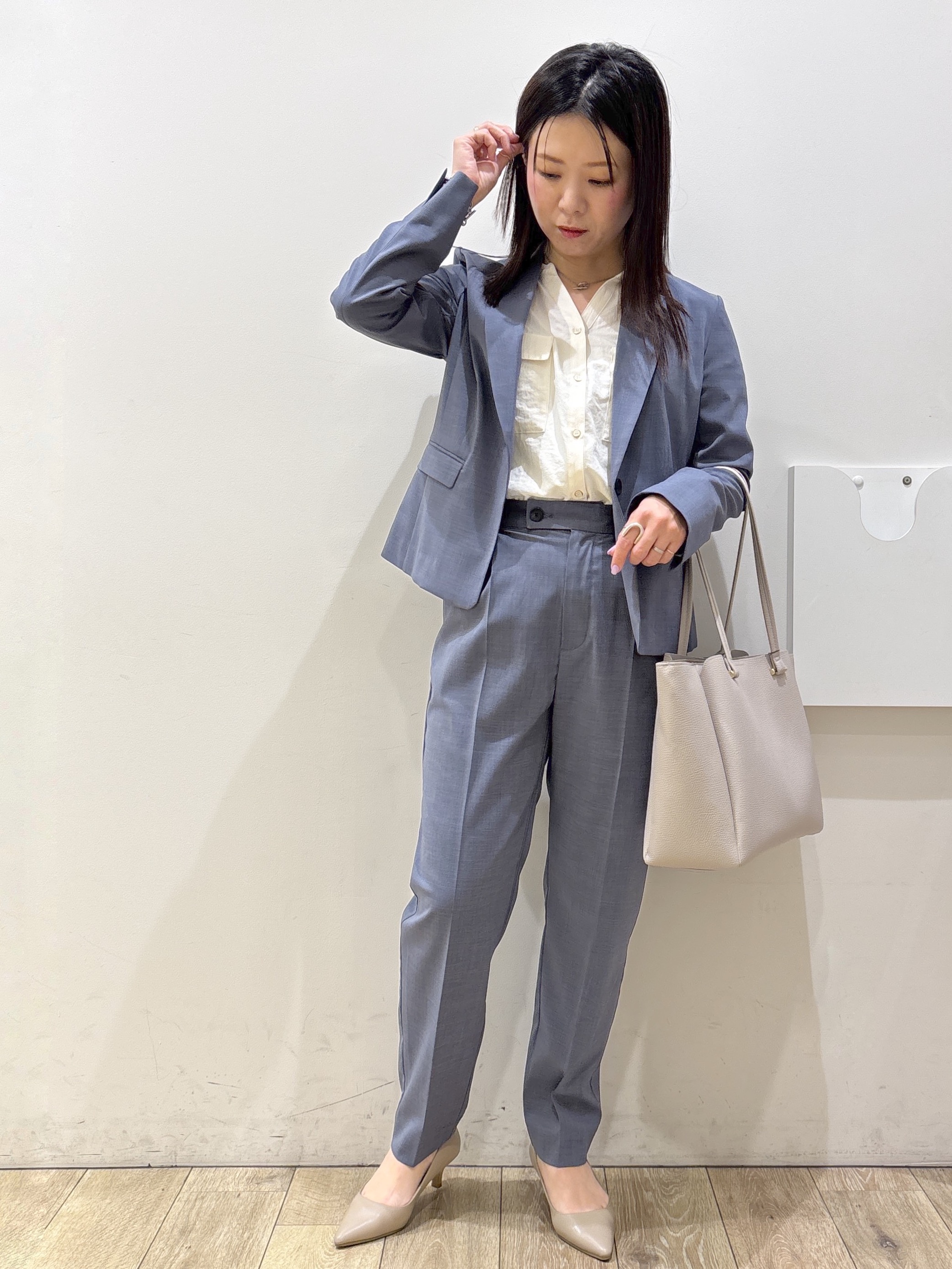 mameさんの「index｜【接触冷感／吸水速乾】セットアップ対応ストレッチテーラードジャケット《イージーアイロン／洗濯機OK／」を使ったコーディネート