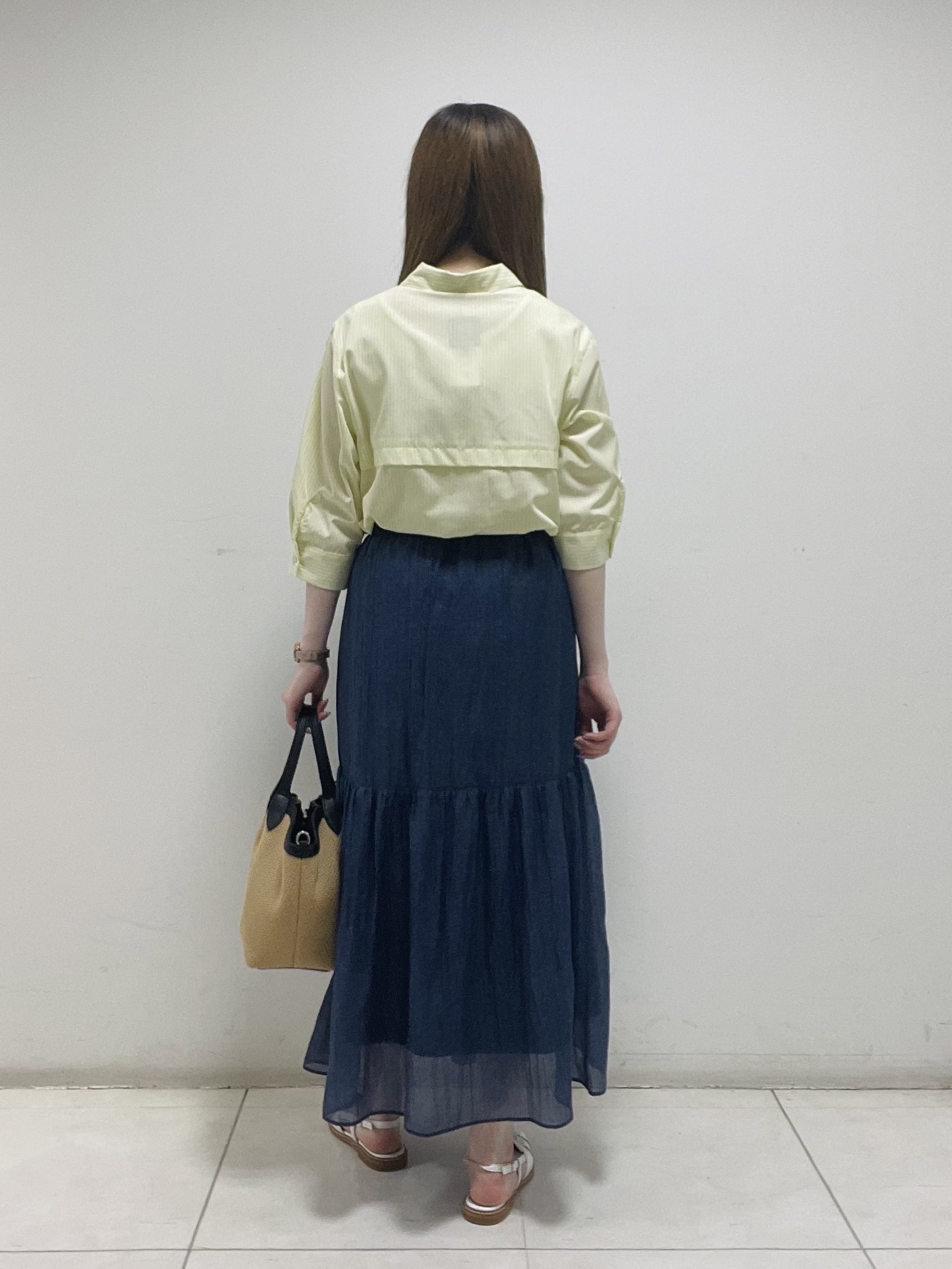 mさんの「INDIVI｜【UVケア／吸汗速乾／着映え】ティアードストライプシャツ」を使ったコーディネート