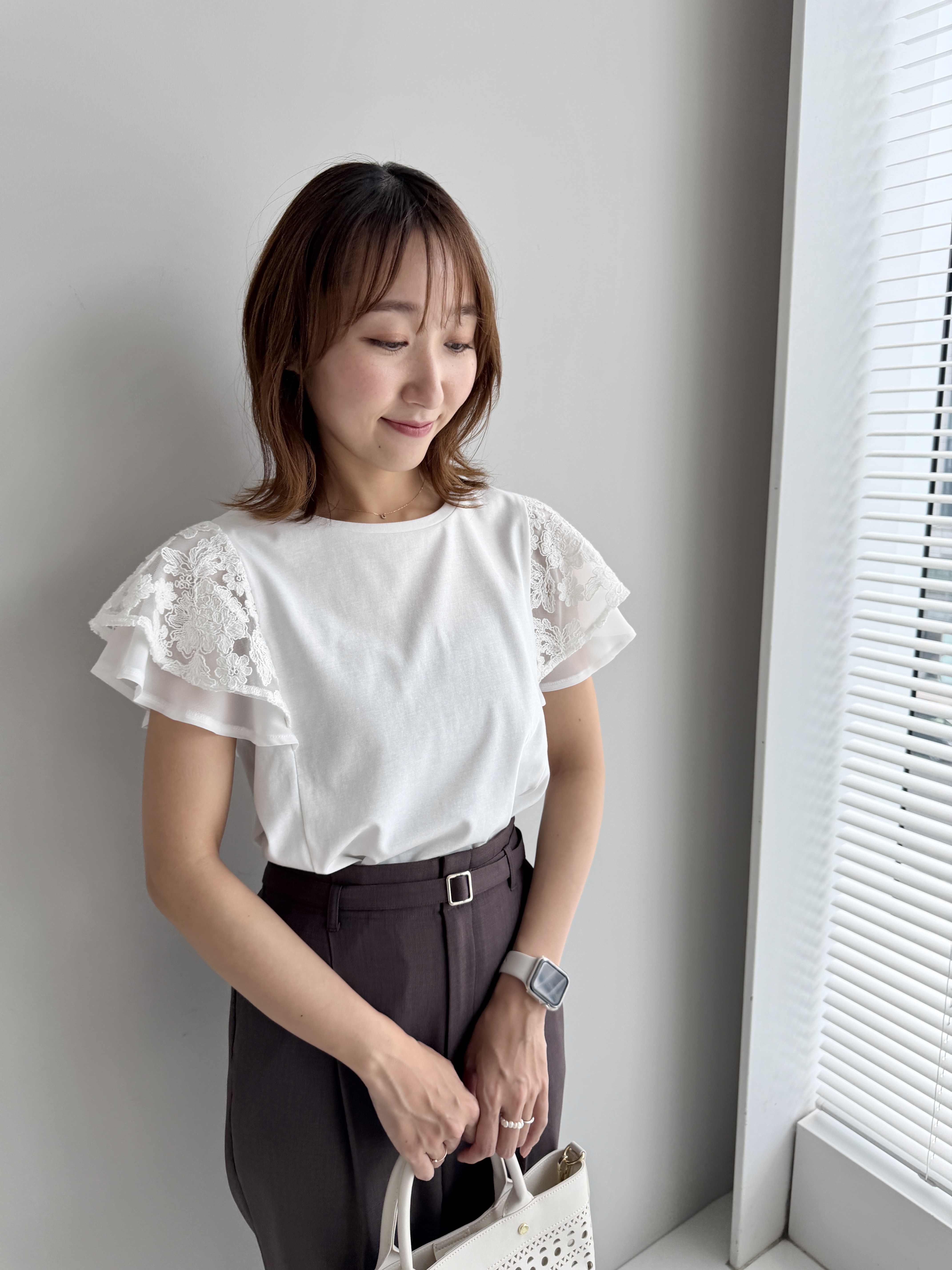 みぃさんの「index｜【接触冷感／UV】レースフレアスリーブトップス《洗濯機OK》」を使ったコーディネート
