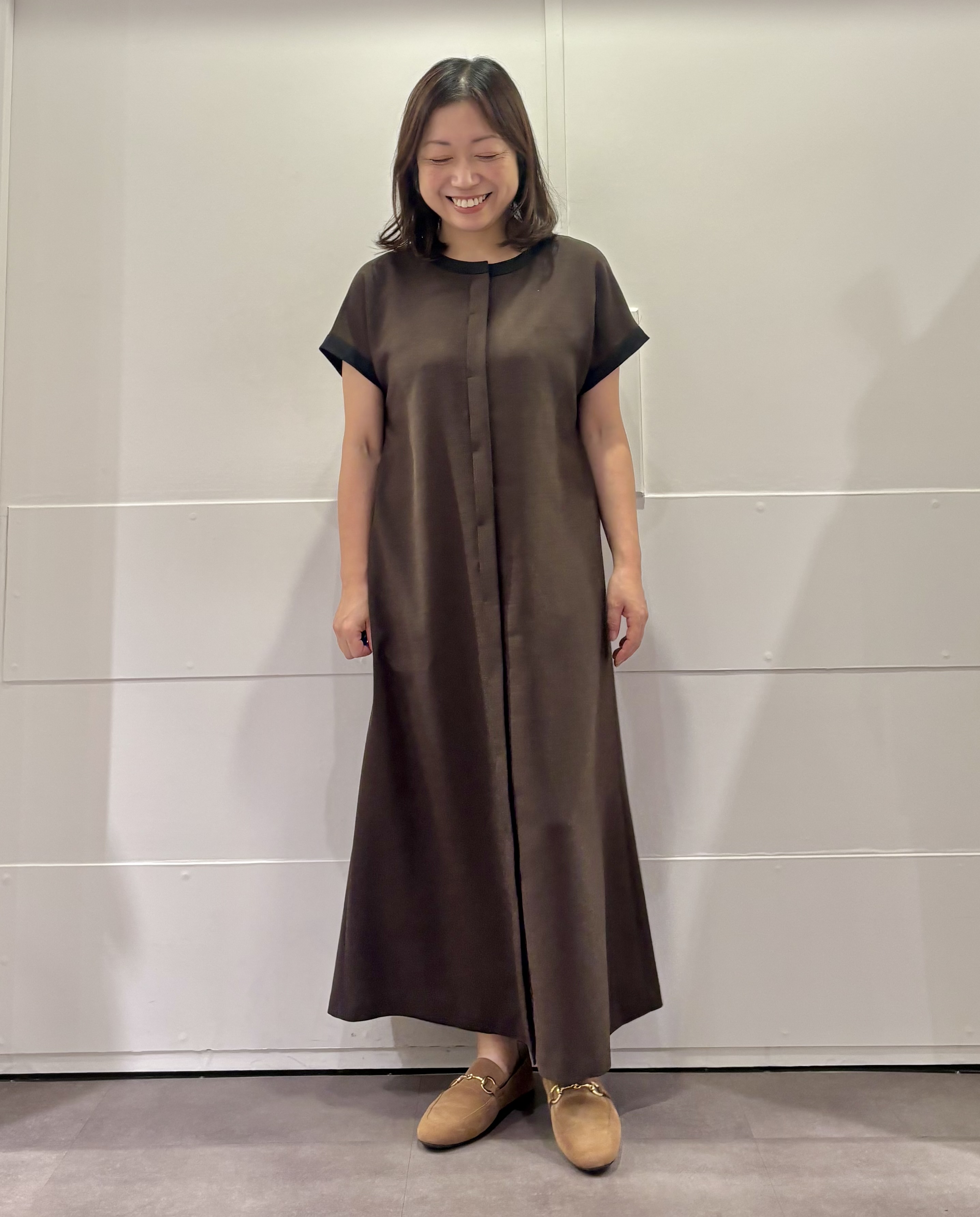 TOKOさんの「UNTITLED｜【接触冷感/UVカット/イージーケア】配色ラインワンピース」を使ったコーディネート