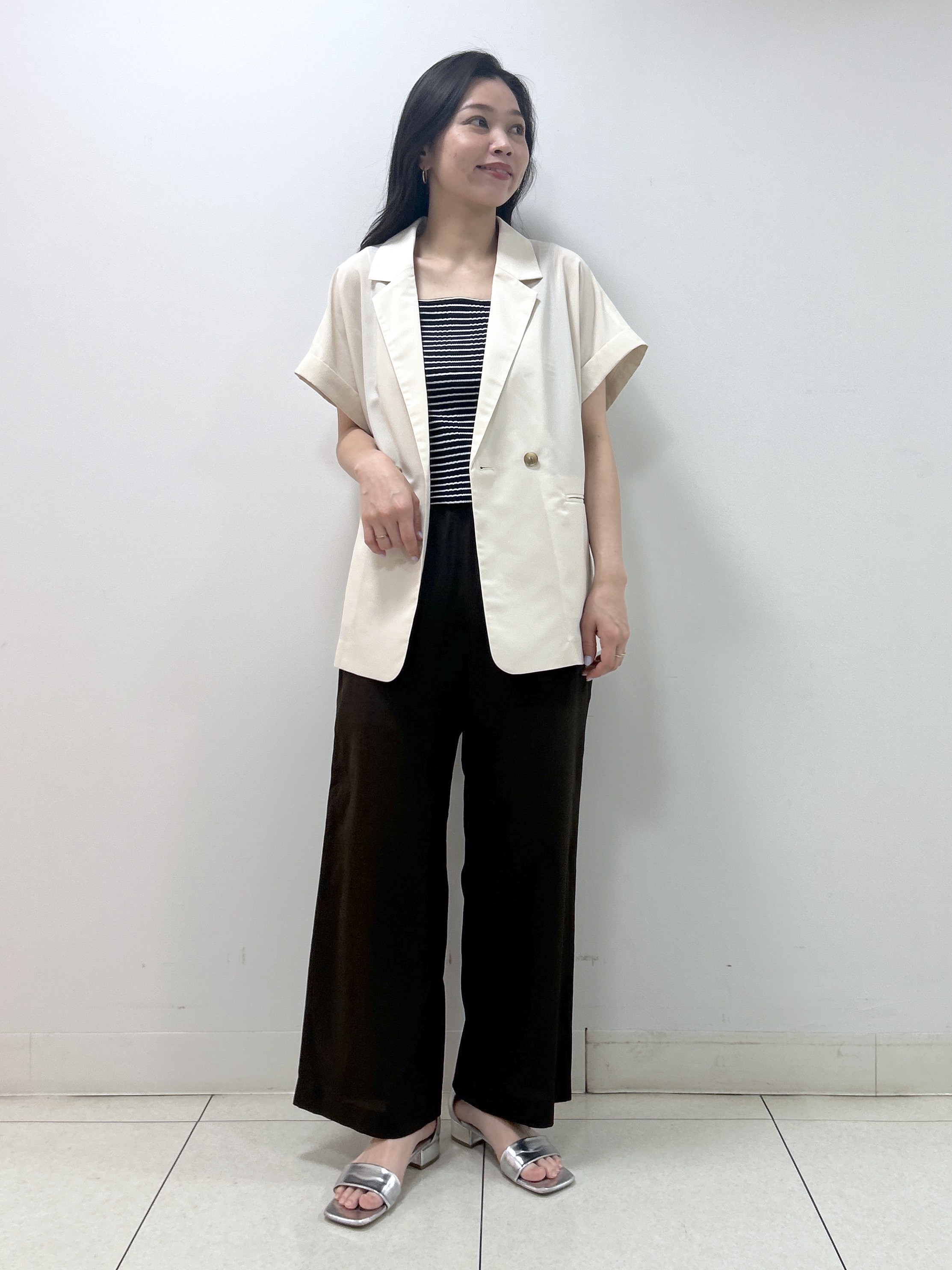 Kaiさんの「Dessin｜【接触冷感/セットアップ可】ハーフスリーブジャケット」を使ったコーディネート