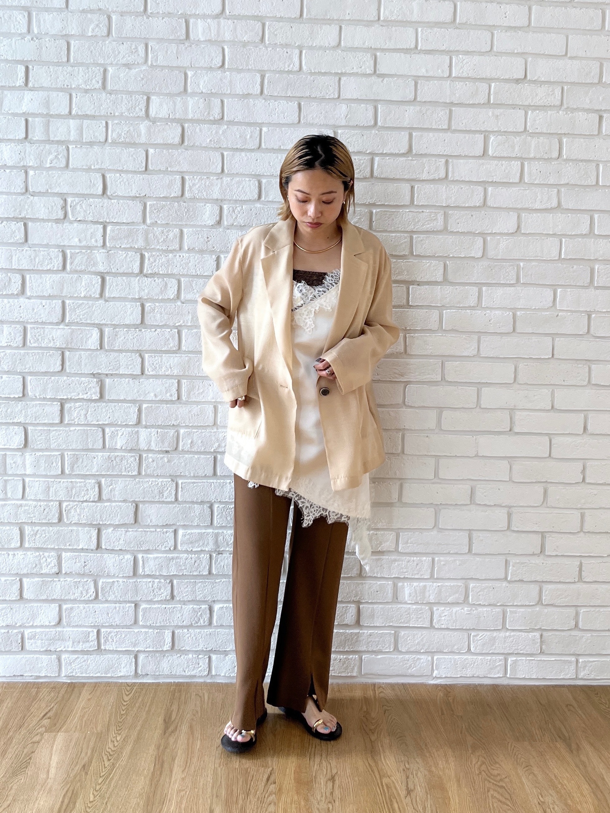Harukaさんの「INDIVI｜【接触冷感/通気性】シアーシャツジャケット」を使ったコーディネート