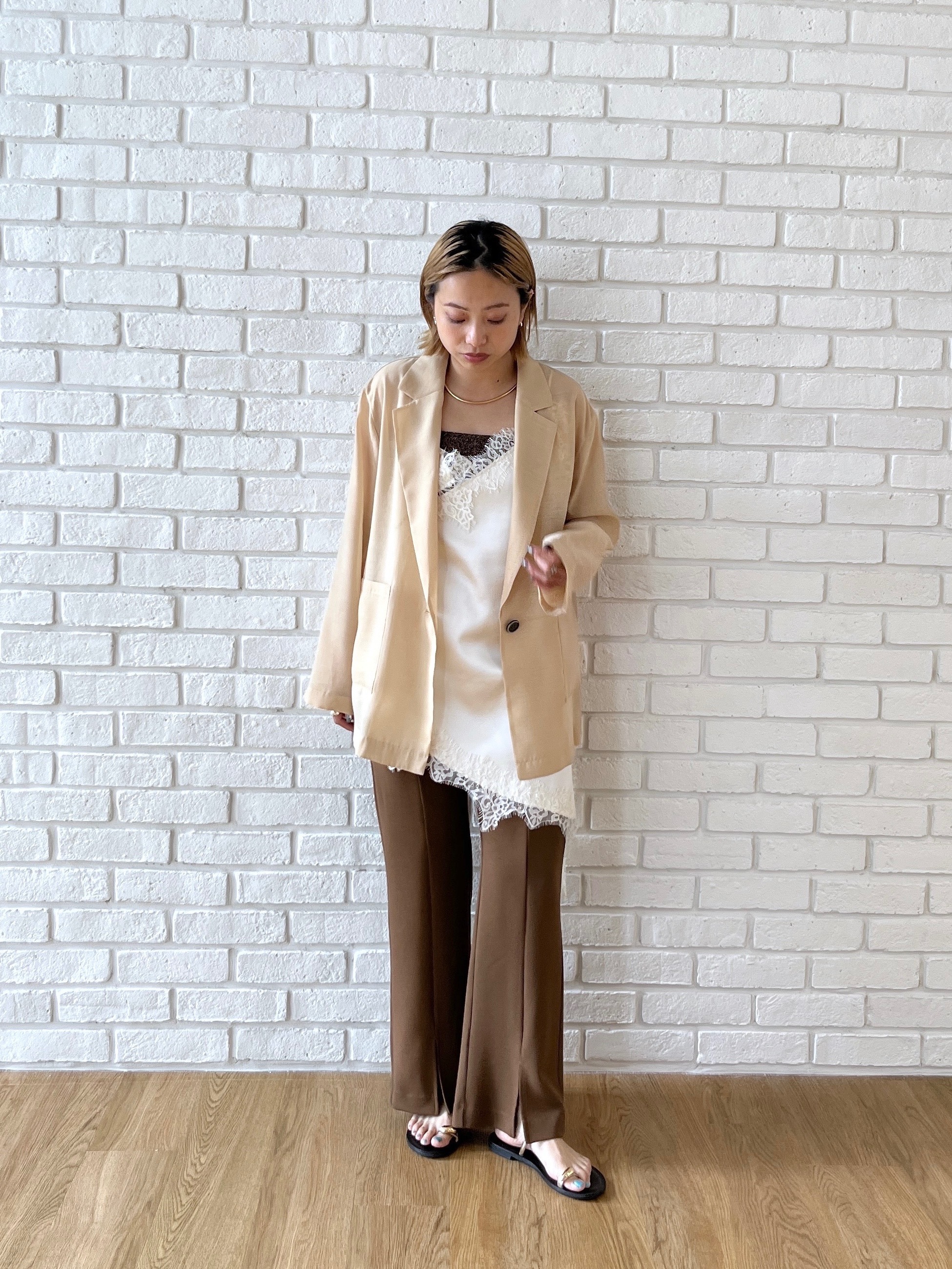 Harukaさんの「INDIVI｜【接触冷感/通気性】シアーシャツジャケット」を使ったコーディネート