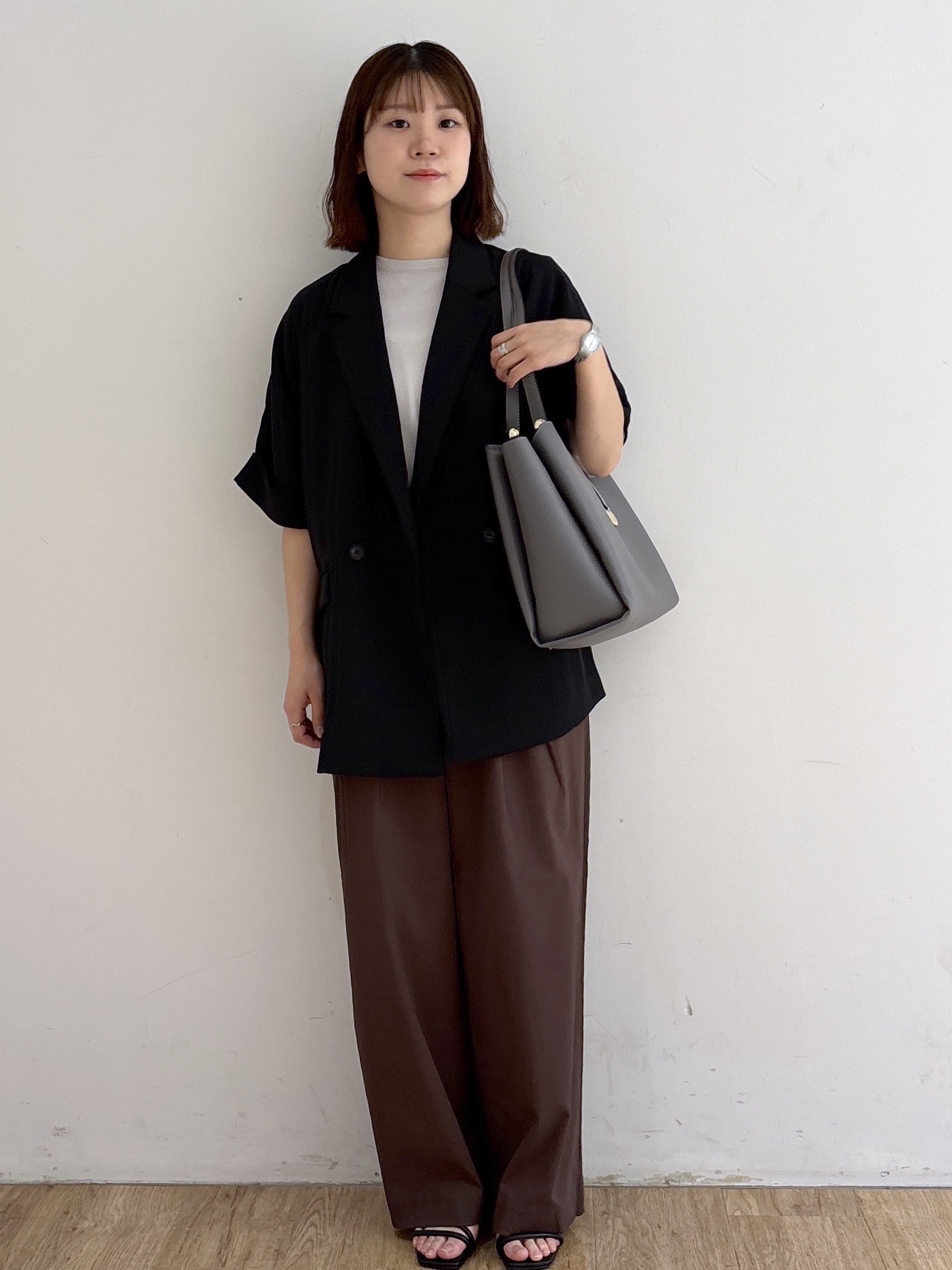 mireiさんの「OPAQUE.CLIP｜【接触冷感／吸水速乾／防シワ】リネンライクテーラードジャケット《洗濯機OK》」を使ったコーディネート