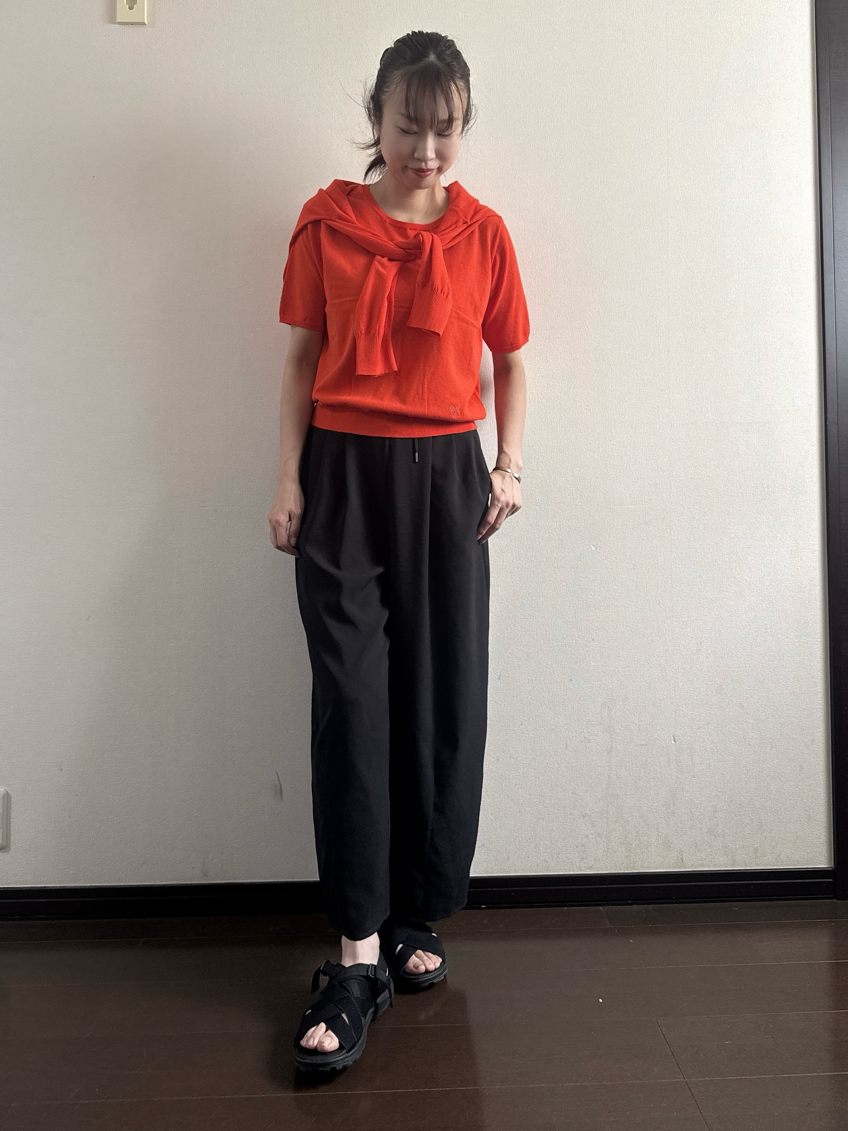 Junさんの「Dessin｜【9色展開/接触冷感/UVカット】ドライタッチサマーニットT」を使ったコーディネート