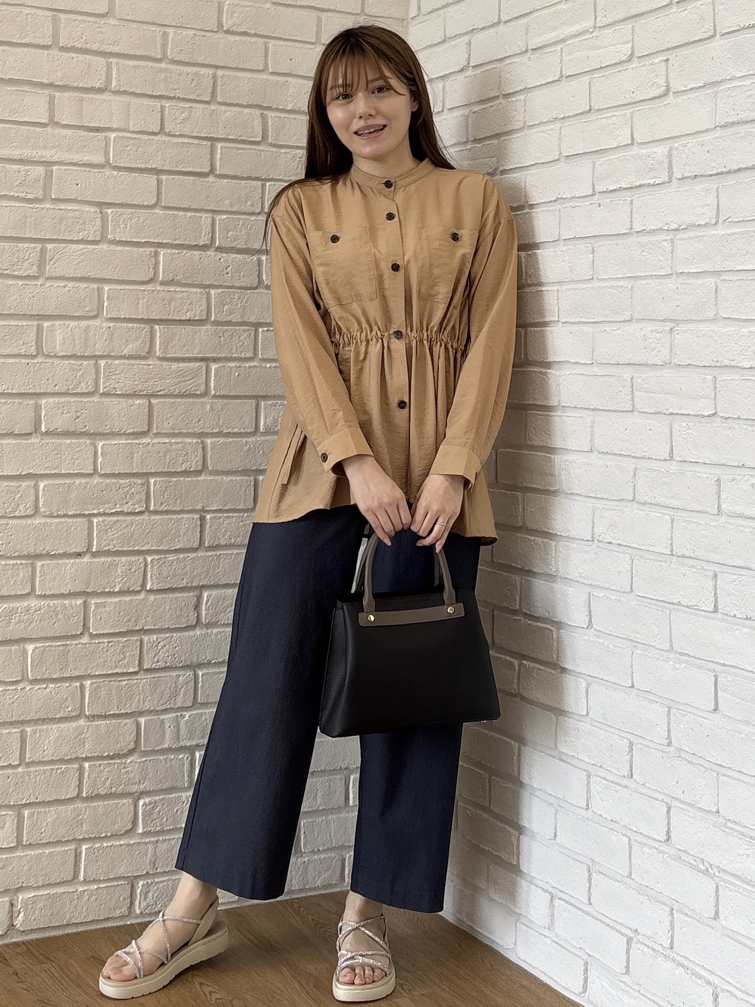 sayaさんの「grove｜高評価！【体型カバー・洗える】シアーサファリシャツジャケット」を使ったコーディネート