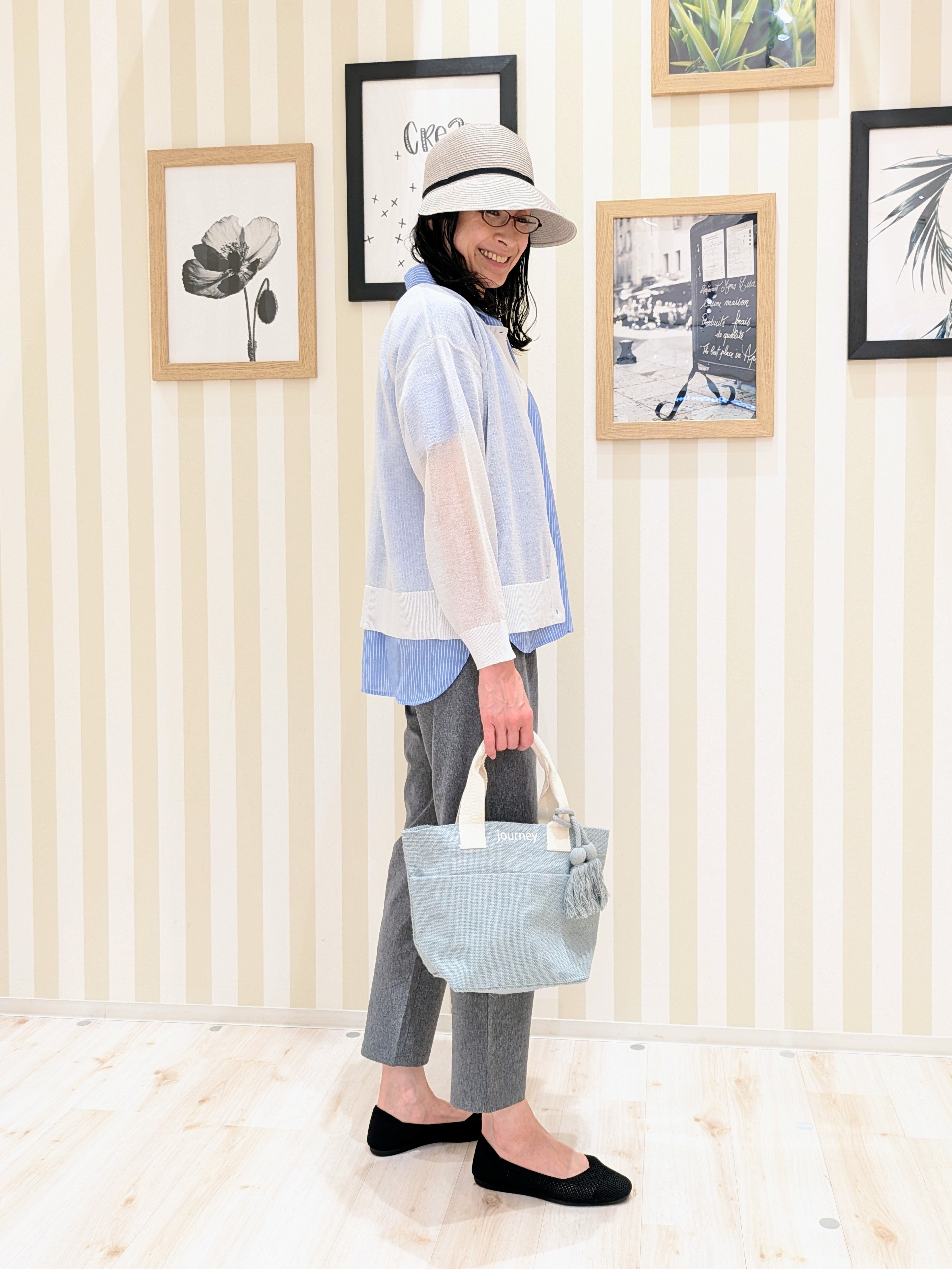 Mikiさんの「SHOO･LA･RUE｜【通気性〇/洗濯機可/S-LL】シアーラメカーディガン」を使ったコーディネート