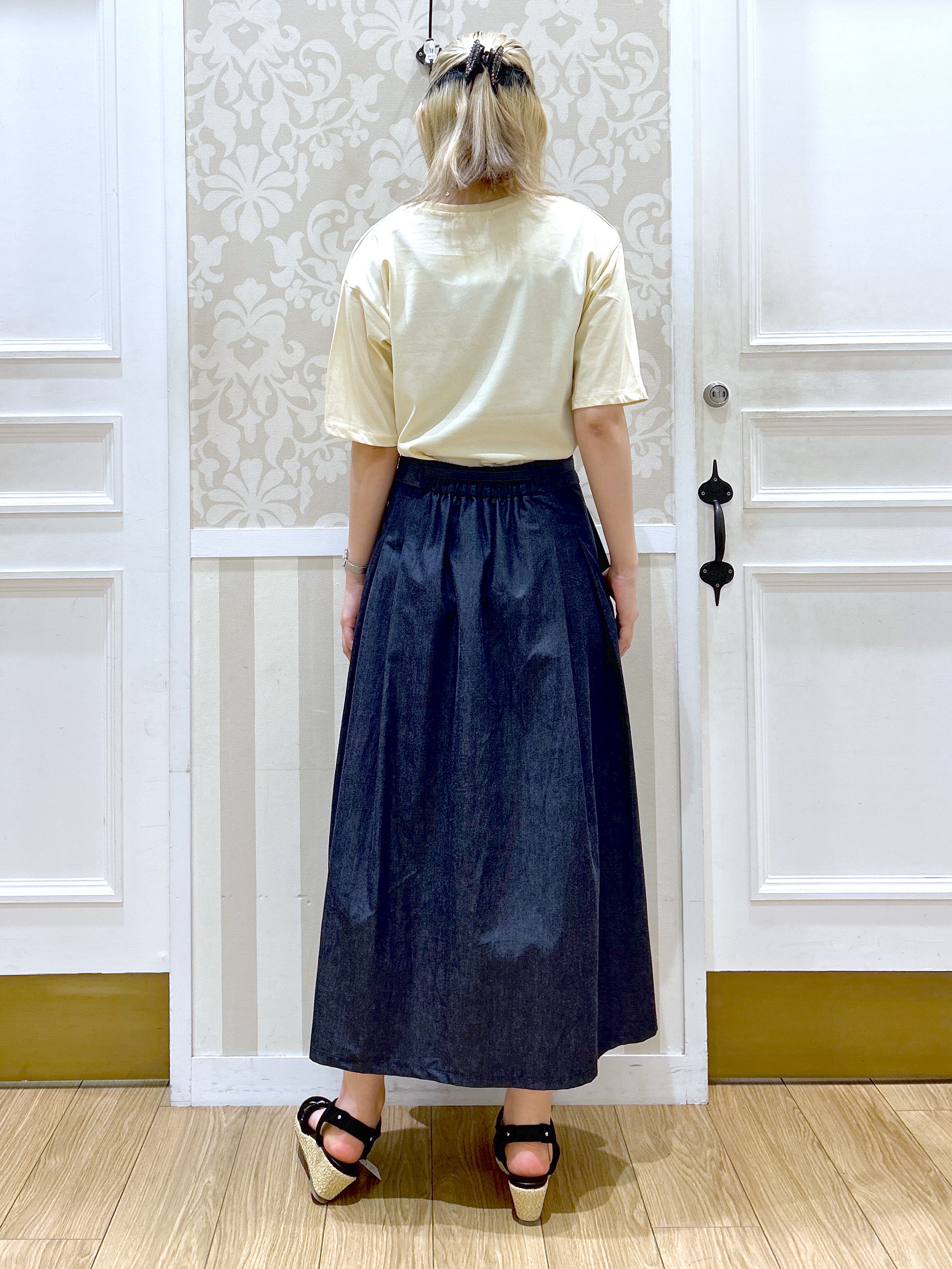望 愛さんの「grove｜【UVカット/接触冷感】プリントアソート5分袖Tシャツ」を使ったコーディネート