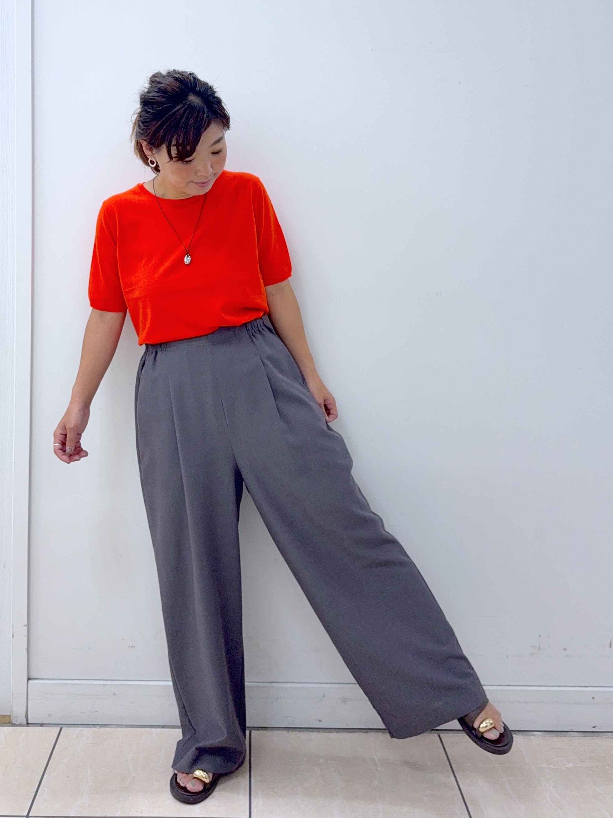 Osawaさんの「Dessin｜【9色展開/接触冷感/UVカット】ドライタッチサマーニットT」を使ったコーディネート