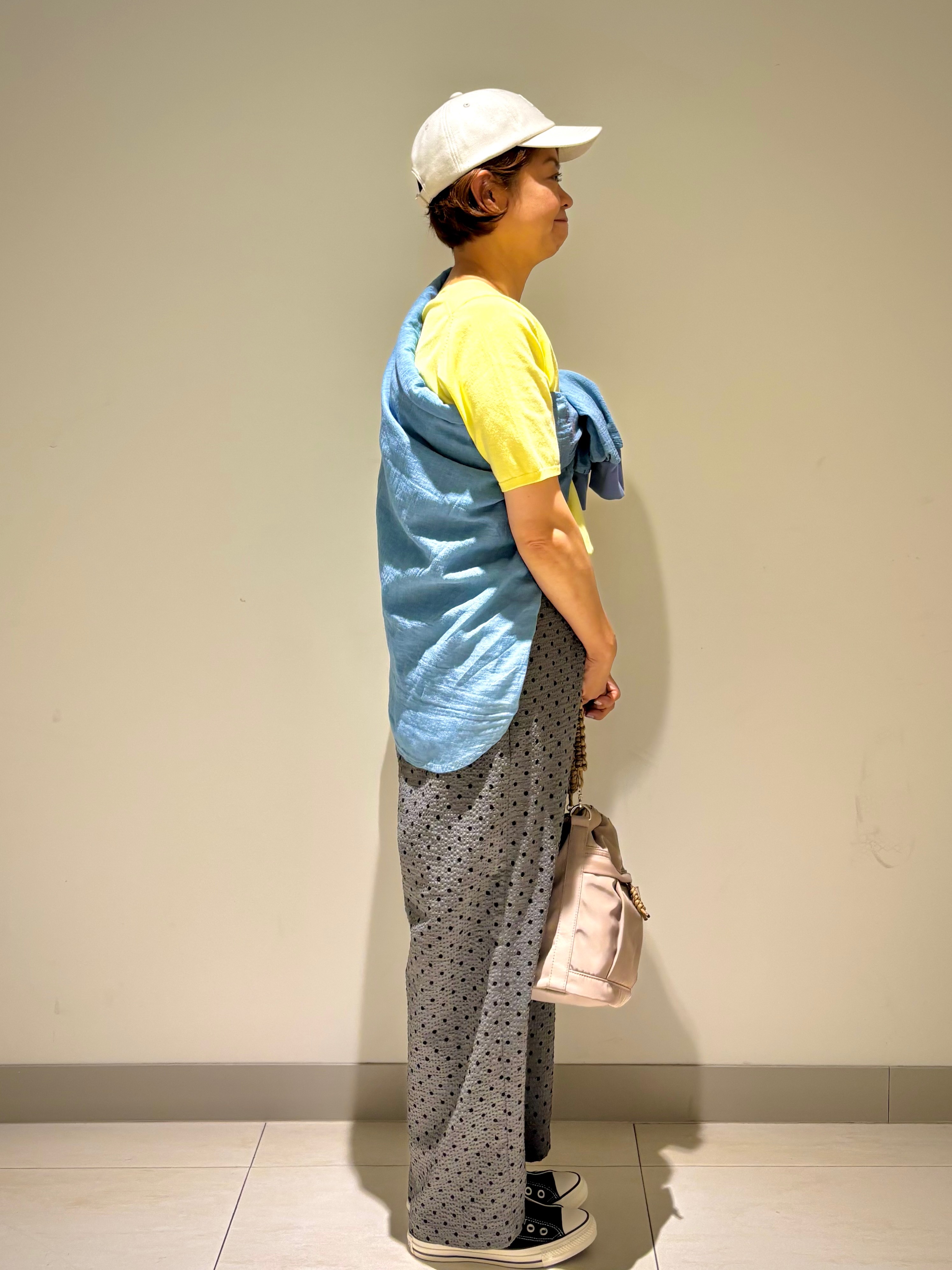 Haruさんの「Dessin｜【9色展開/接触冷感/UVカット】ドライタッチサマーニットT」を使ったコーディネート