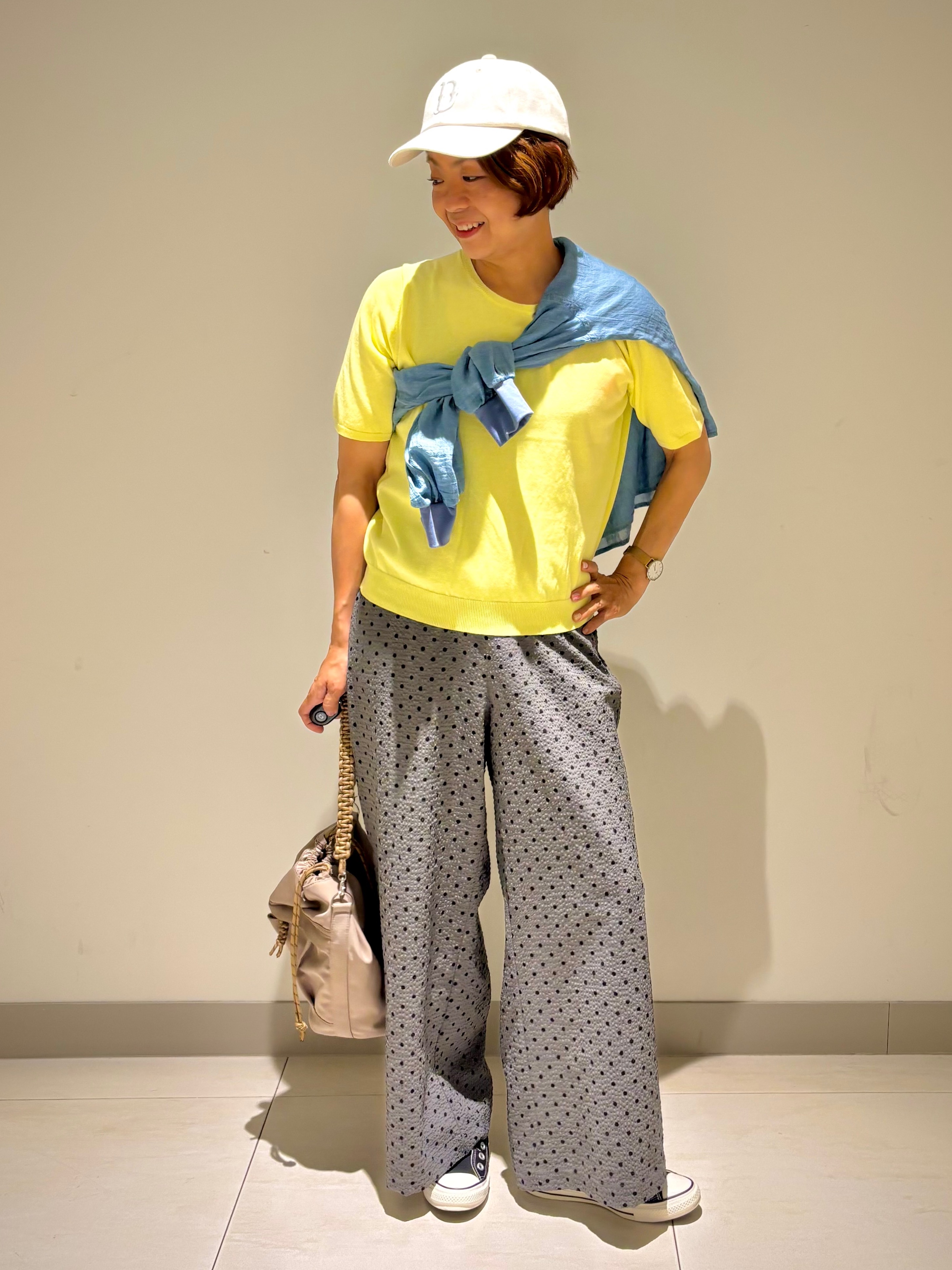Haruさんの「Dessin｜【9色展開/接触冷感/UVカット】ドライタッチサマーニットT」を使ったコーディネート