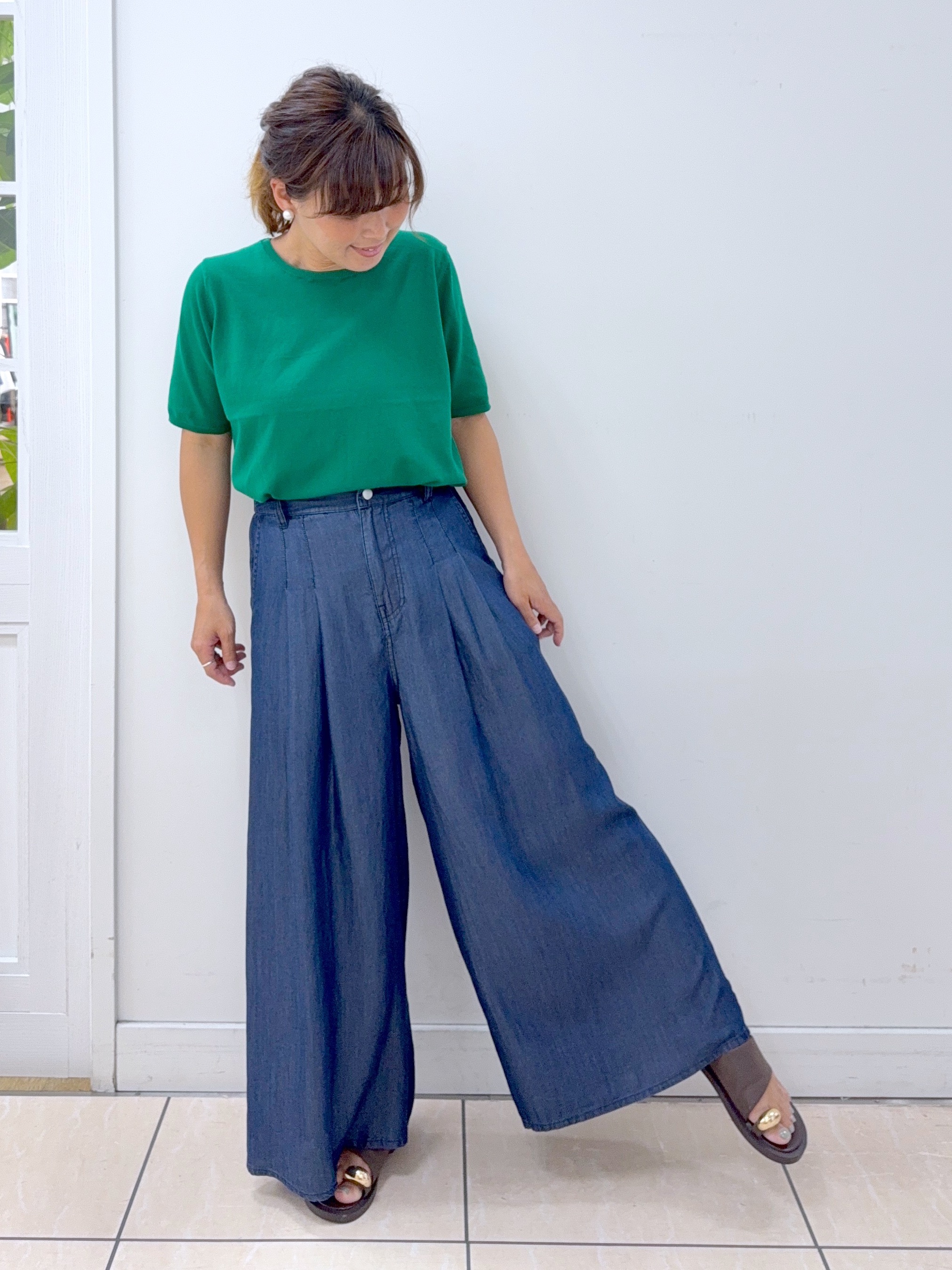 Osawaさんの「Dessin｜【9色展開/接触冷感/UVカット】ドライタッチサマーニットT」を使ったコーディネート