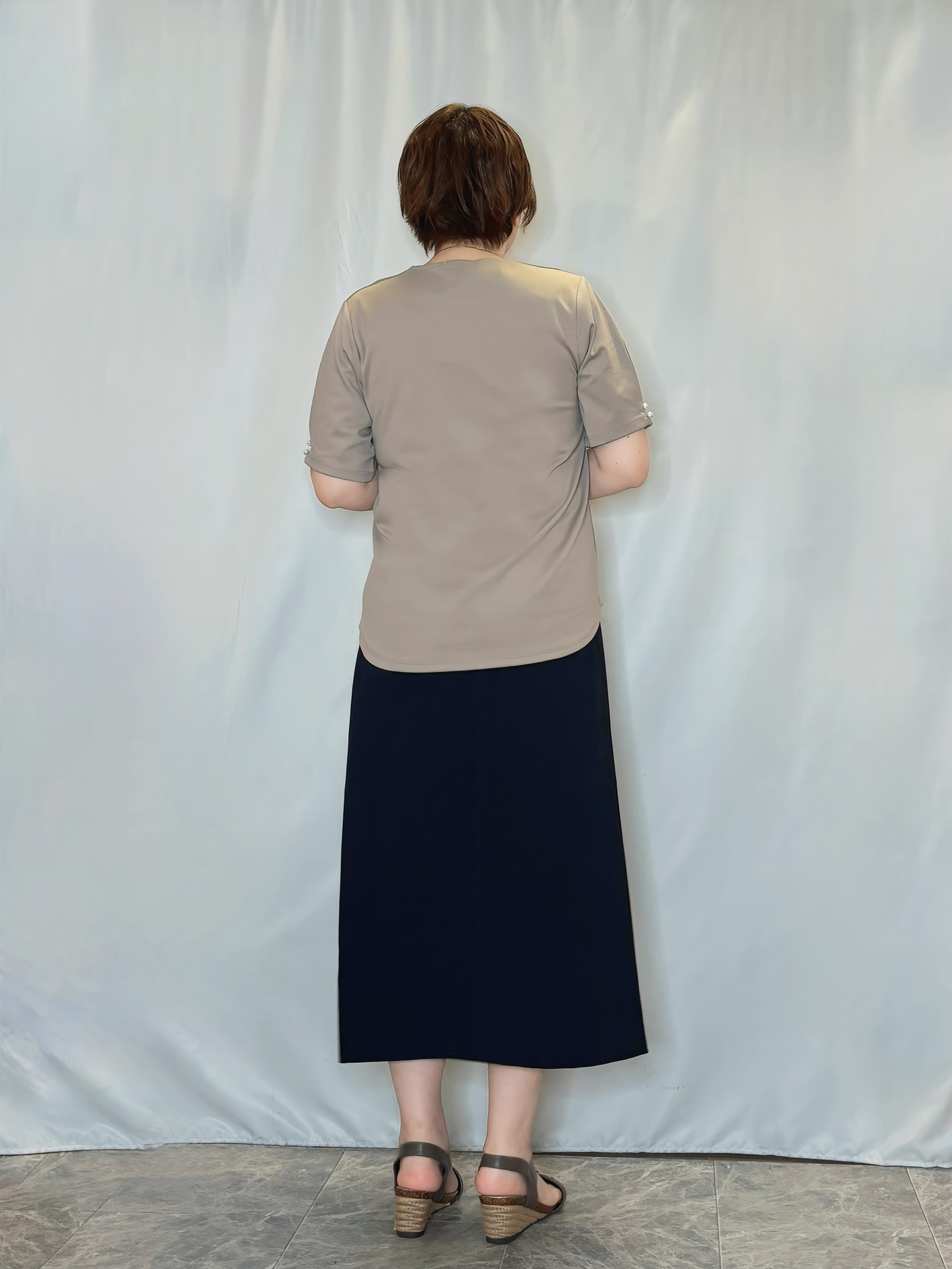 たみさんの「SHOO･LA･RUE｜【2点セット/洗濯機可/S-LL】ネックレス付き お袖パールブラウス」を使ったコーディネート