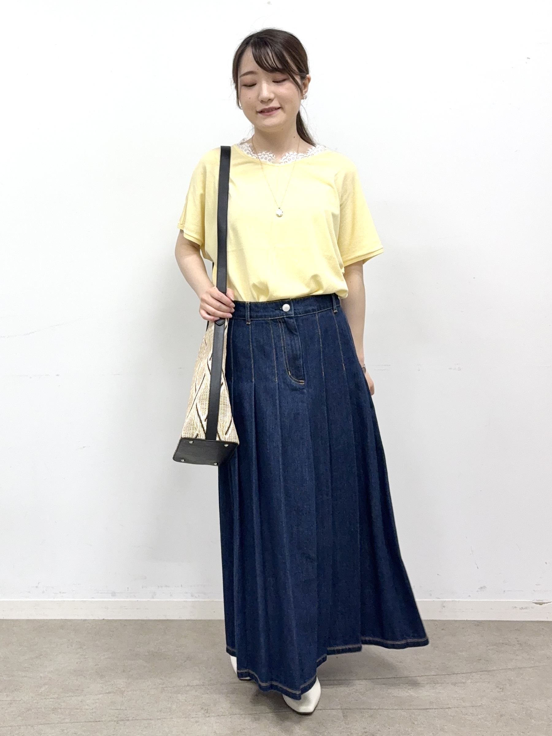 mikiさんの「Reflect｜【二の腕カバー／手洗い可】ネックレース フレンチスリーブニット」を使ったコーディネート