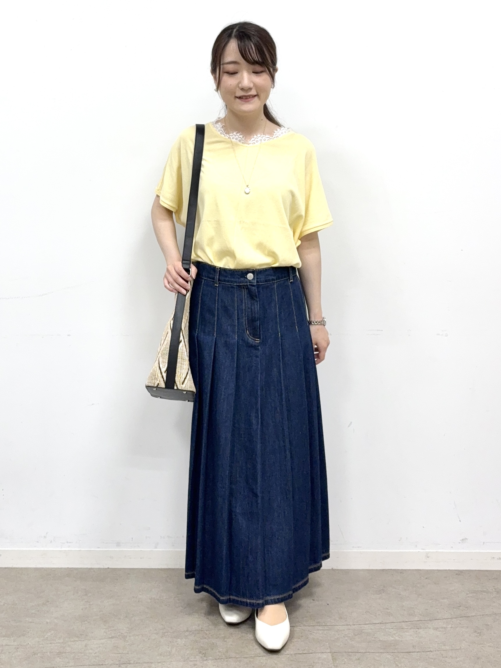 mikiさんの「Reflect｜【二の腕カバー／手洗い可】ネックレース フレンチスリーブニット」を使ったコーディネート