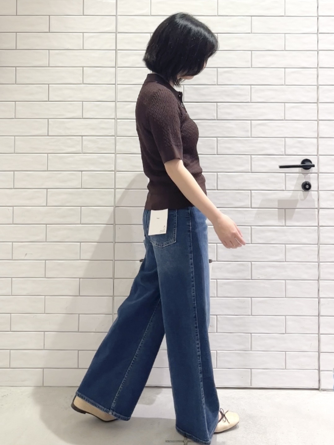 しおりさんの「OPAQUE.CLIP｜【UV／接触冷感】ケーブルポロニット《洗濯機OK／抗ピル》」を使ったコーディネート