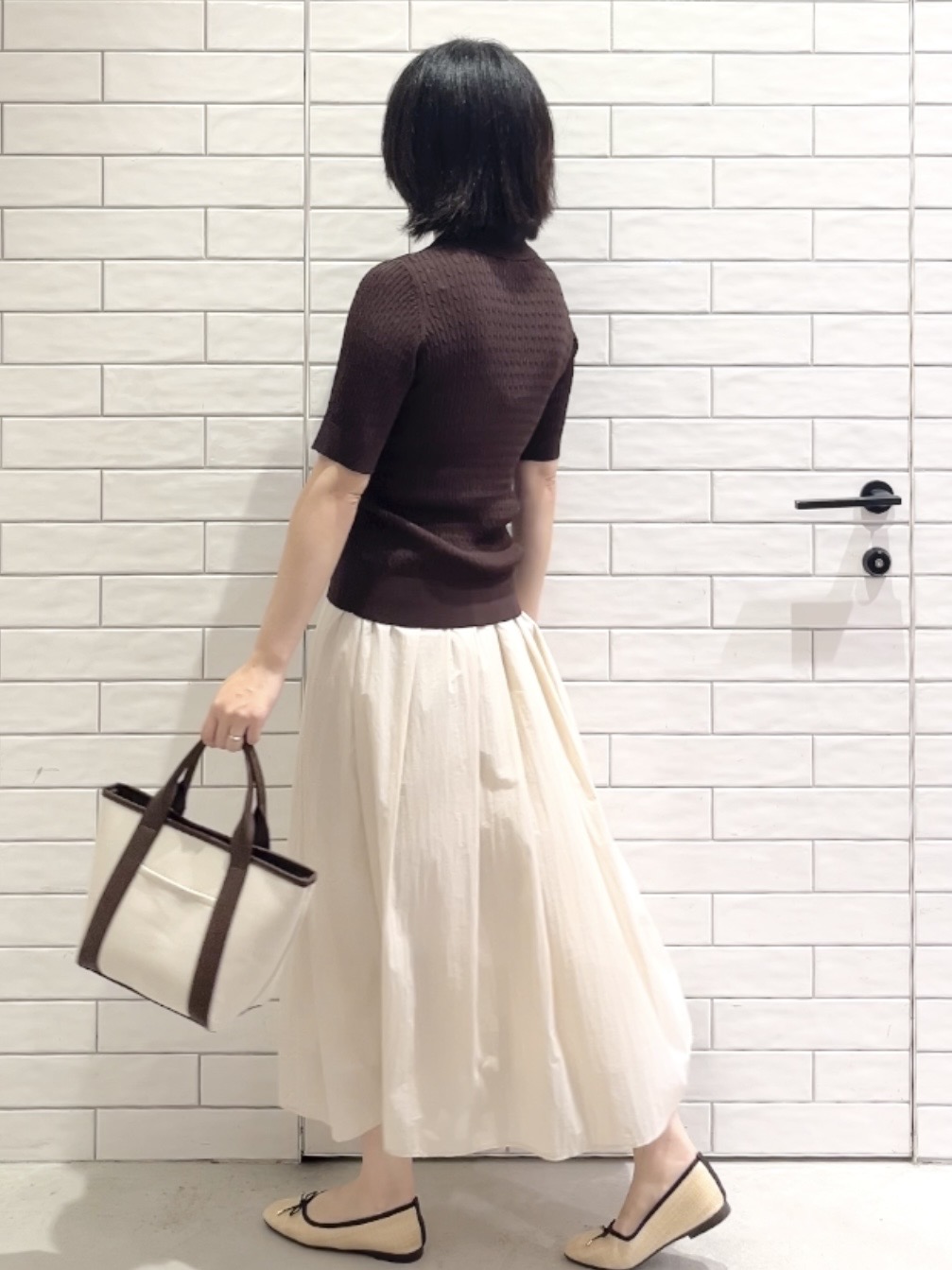 しおりさんの「OPAQUE.CLIP｜【UV／接触冷感】ケーブルポロニット《洗濯機OK／抗ピル》」を使ったコーディネート