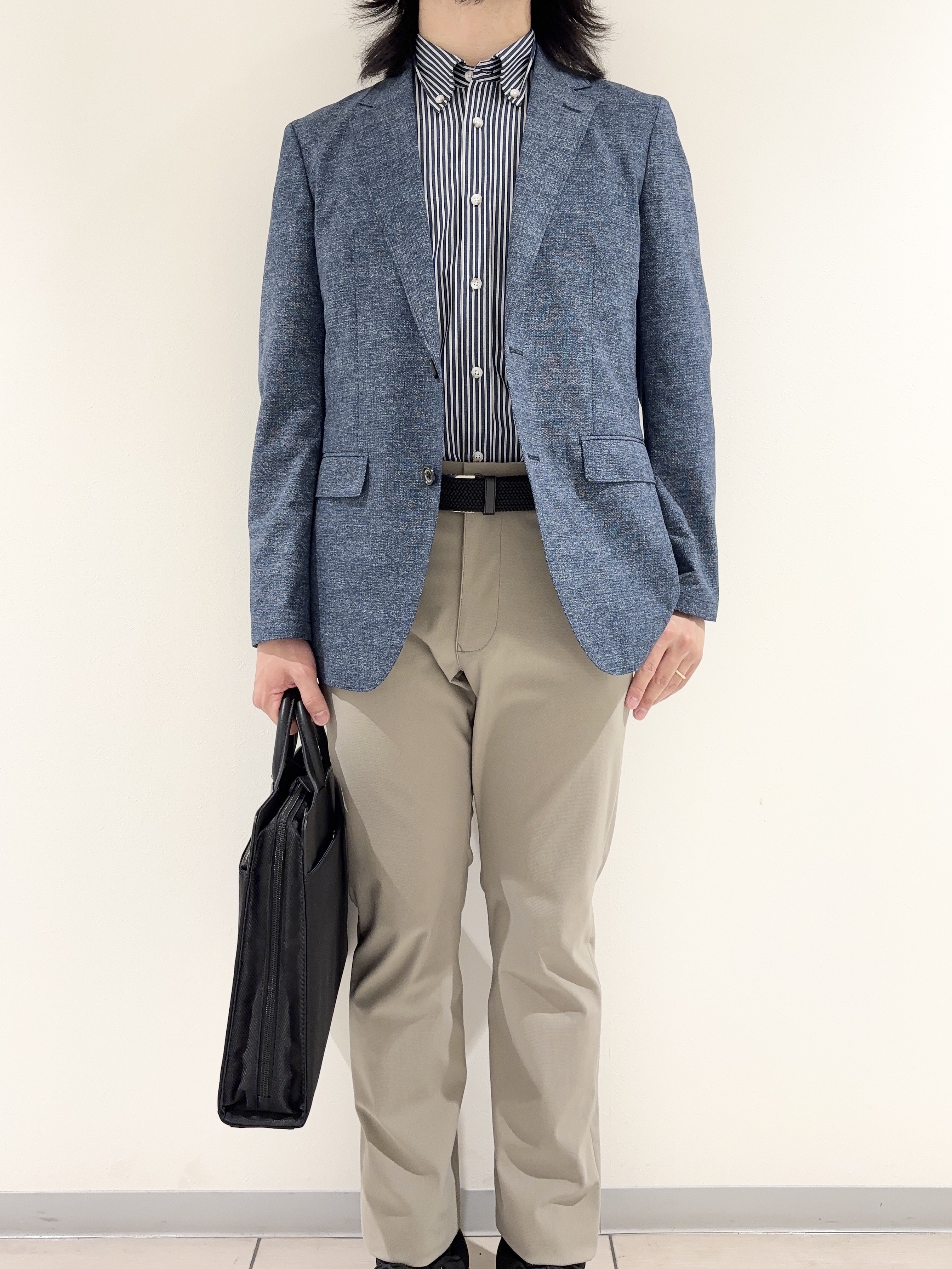 及川さんの「TAKEO KIKUCHI｜【抗菌防臭】COOL DOTS（R）ドビープリント ジャケット」を使ったコーディネート