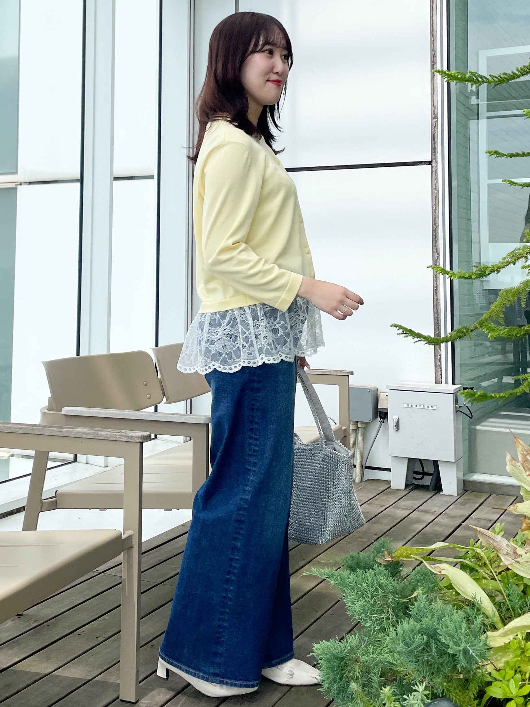 yukariさんの「Reflect｜【手洗い可】レースデザインニットカーディガン」を使ったコーディネート