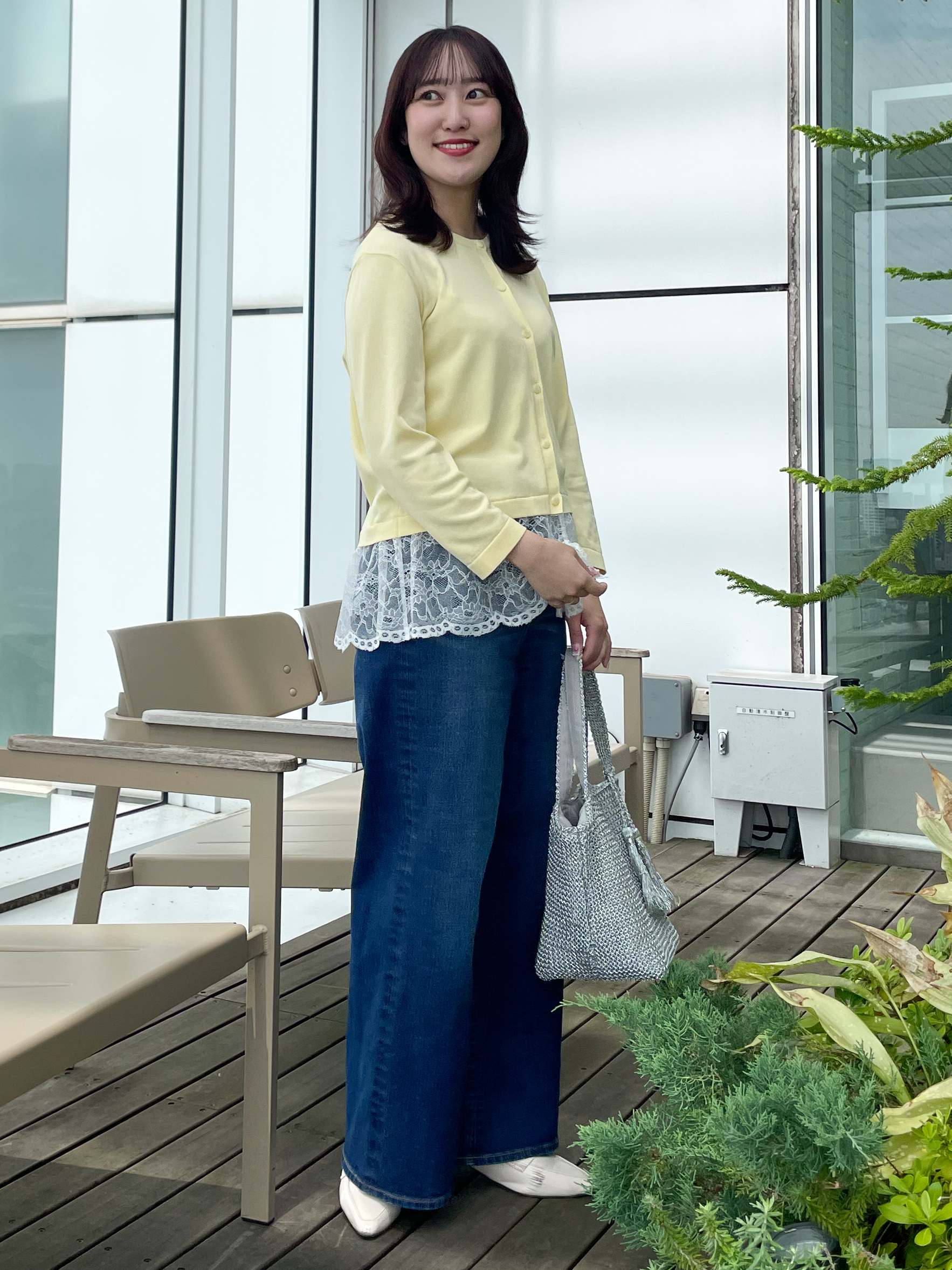 yukariさんの「Reflect｜【手洗い可】レースデザインニットカーディガン」を使ったコーディネート