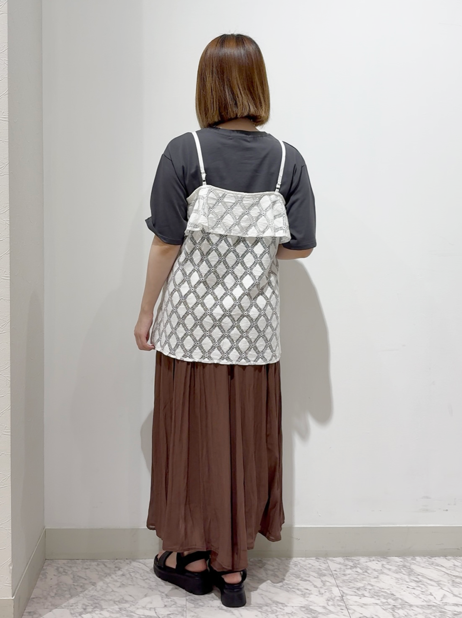 しかっちさんの「grove｜【UVカット/接触冷感】プリントアソート5分袖Tシャツ」を使ったコーディネート