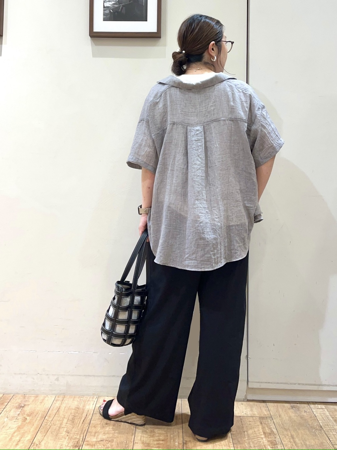 harusakuさんの「SHOO･LA･RUE｜【S-LL】ナチュラルに決まる 半袖シアーシャツジャケット」を使ったコーディネート