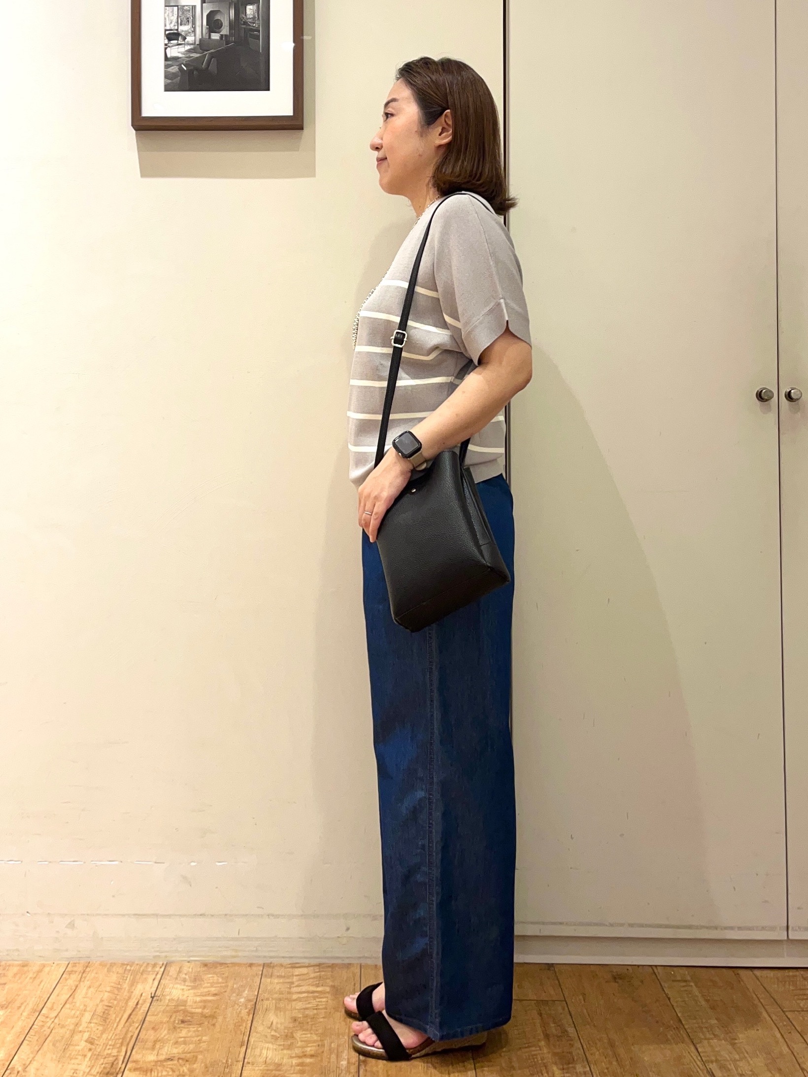 harusakuさんの「SHOO･LA･RUE｜【毎日洗える/UV】二の腕隠れる さらっとドルマン半袖ニット」を使ったコーディネート