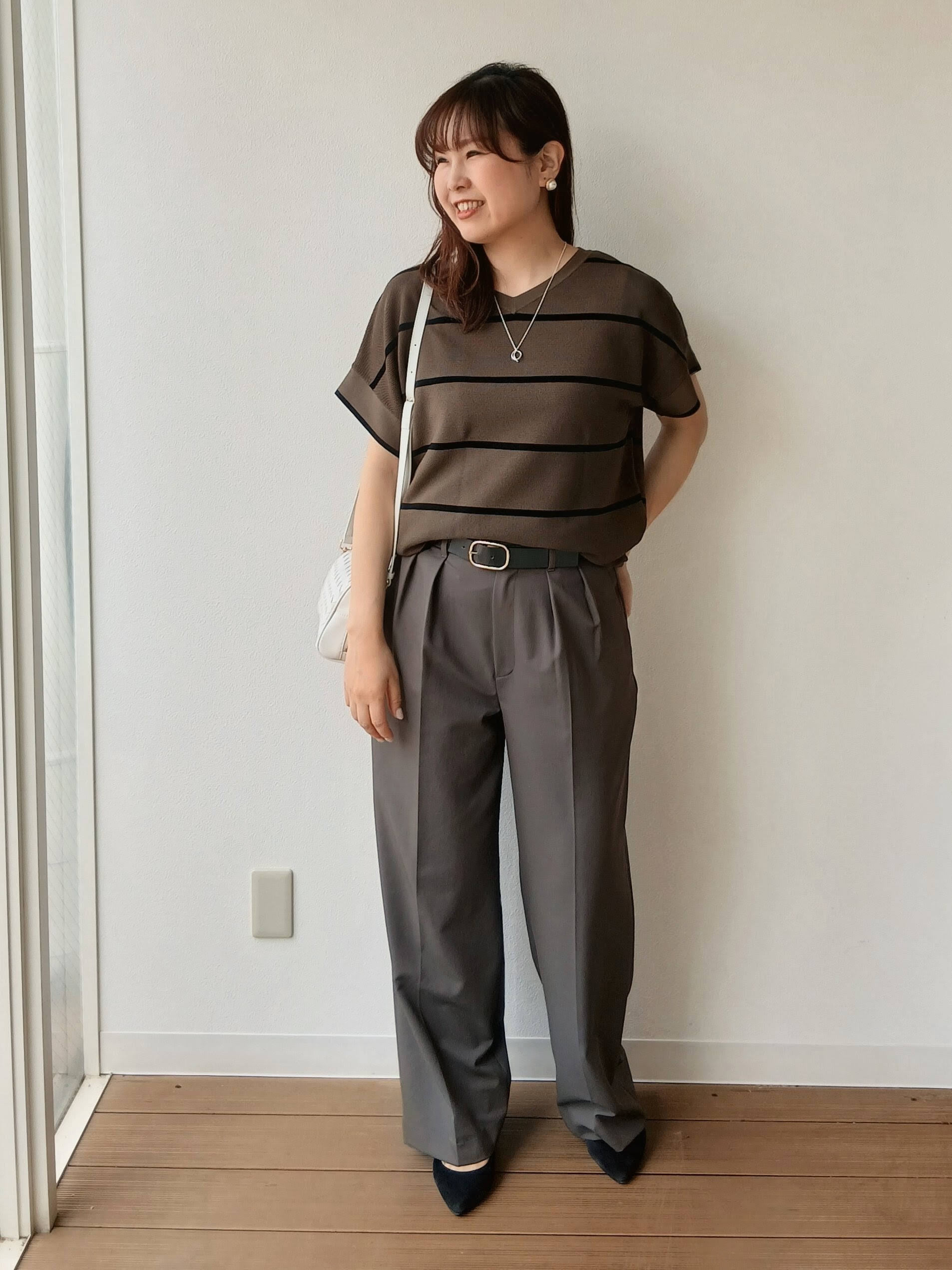 なみきさんの「UNTITLED｜【11色展開/体型カバー】前後2WAYフレンチスリーブニット」を使ったコーディネート