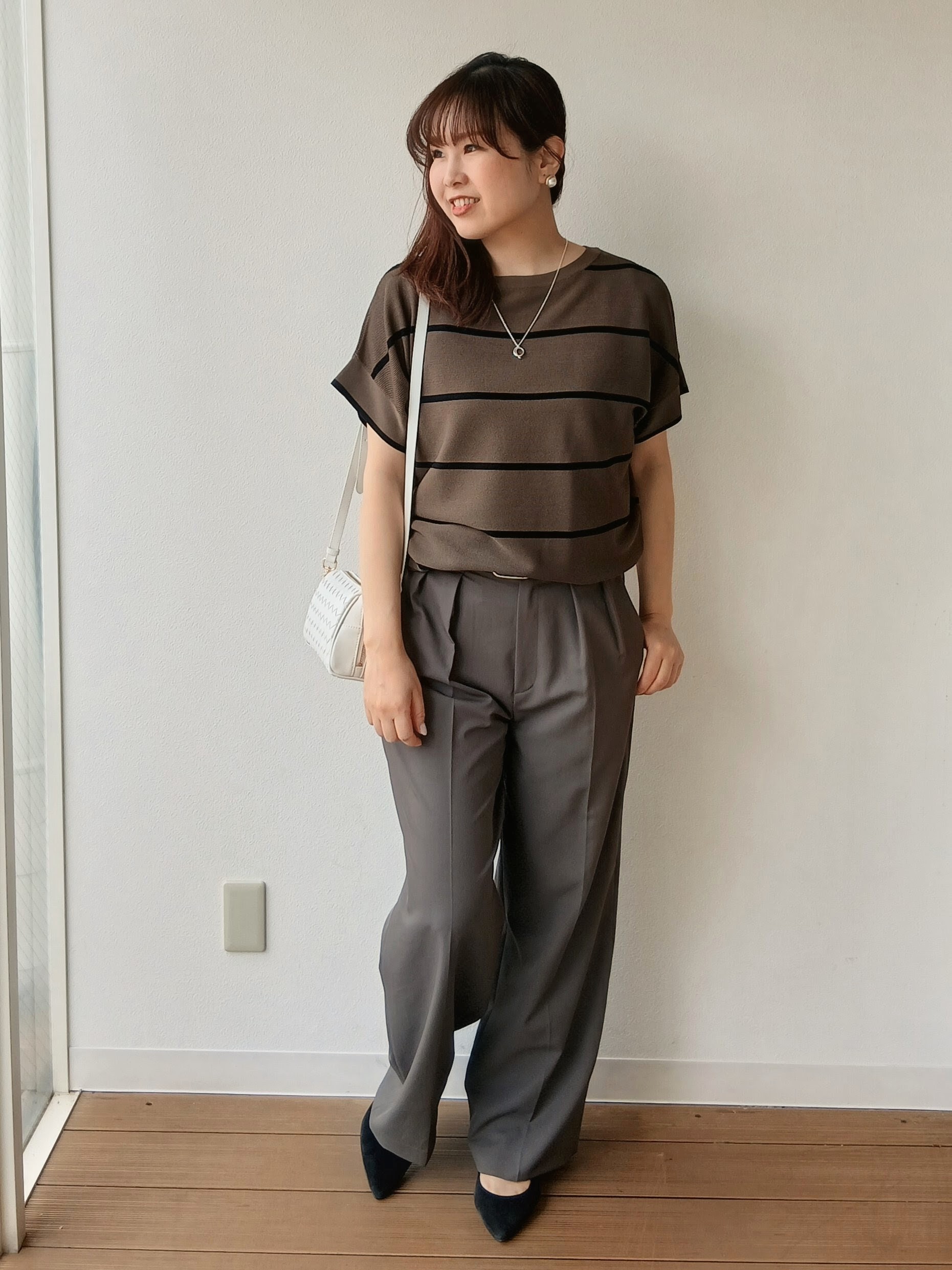 なみきさんの「UNTITLED｜【11色展開/体型カバー】前後2WAYフレンチスリーブニット」を使ったコーディネート