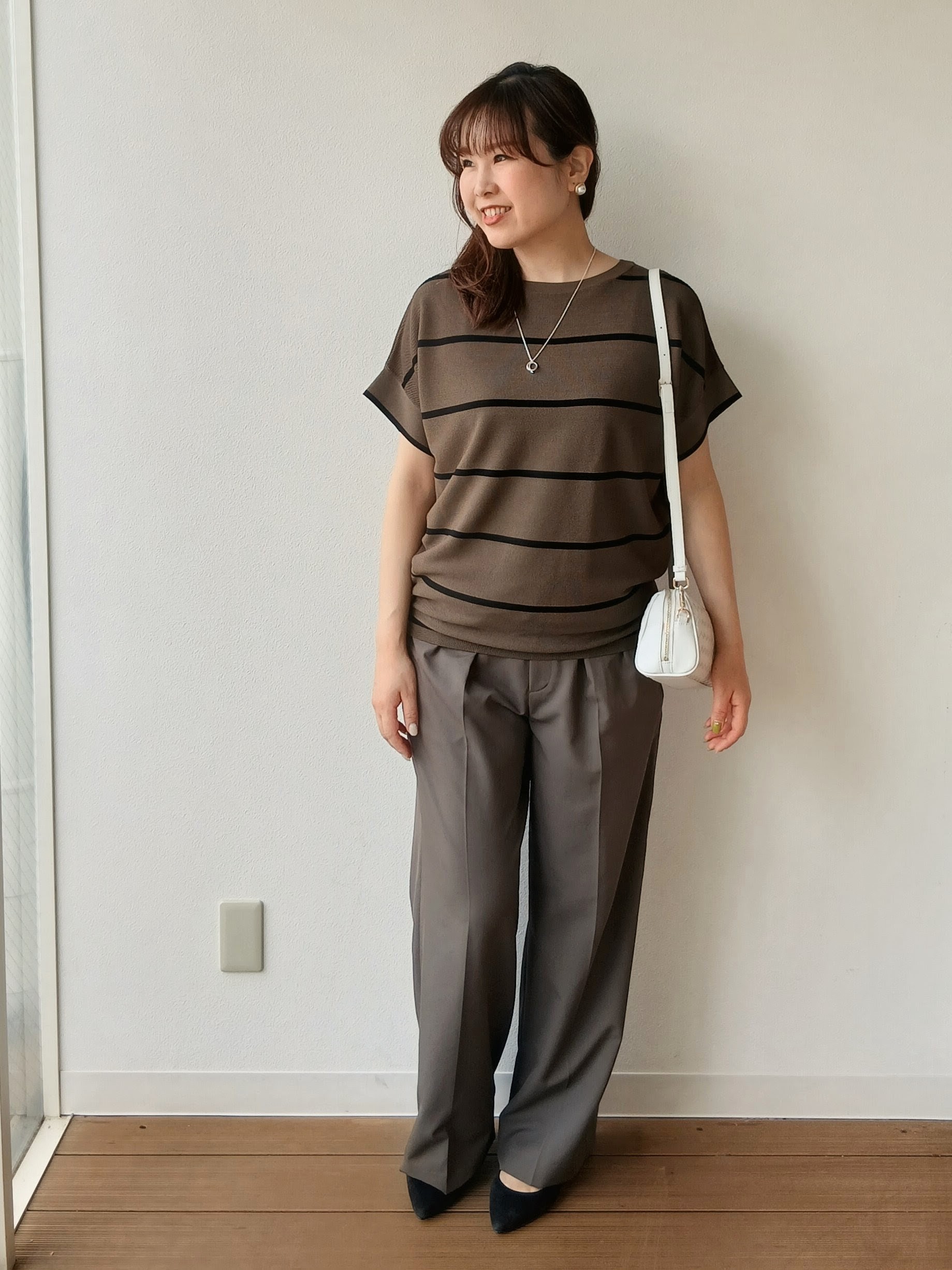 なみきさんの「UNTITLED｜【11色展開/体型カバー】前後2WAYフレンチスリーブニット」を使ったコーディネート