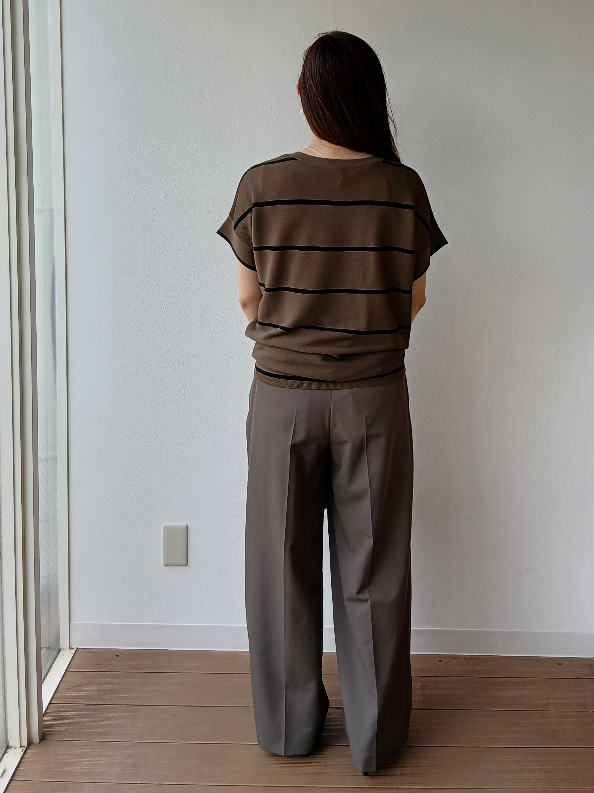 なみきさんの「UNTITLED｜【11色展開/体型カバー】前後2WAYフレンチスリーブニット」を使ったコーディネート