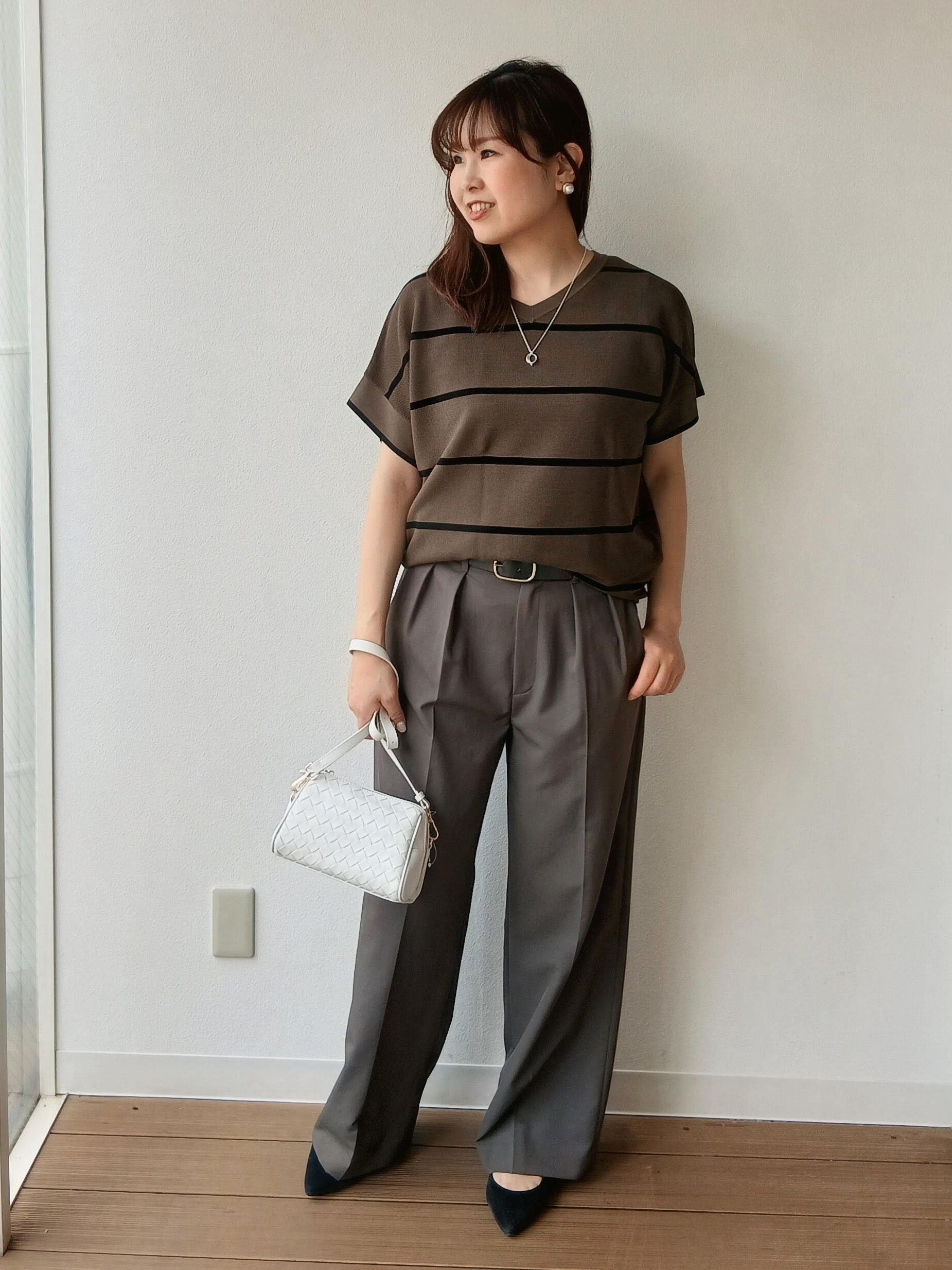 なみきさんの「UNTITLED｜【11色展開/体型カバー】前後2WAYフレンチスリーブニット」を使ったコーディネート