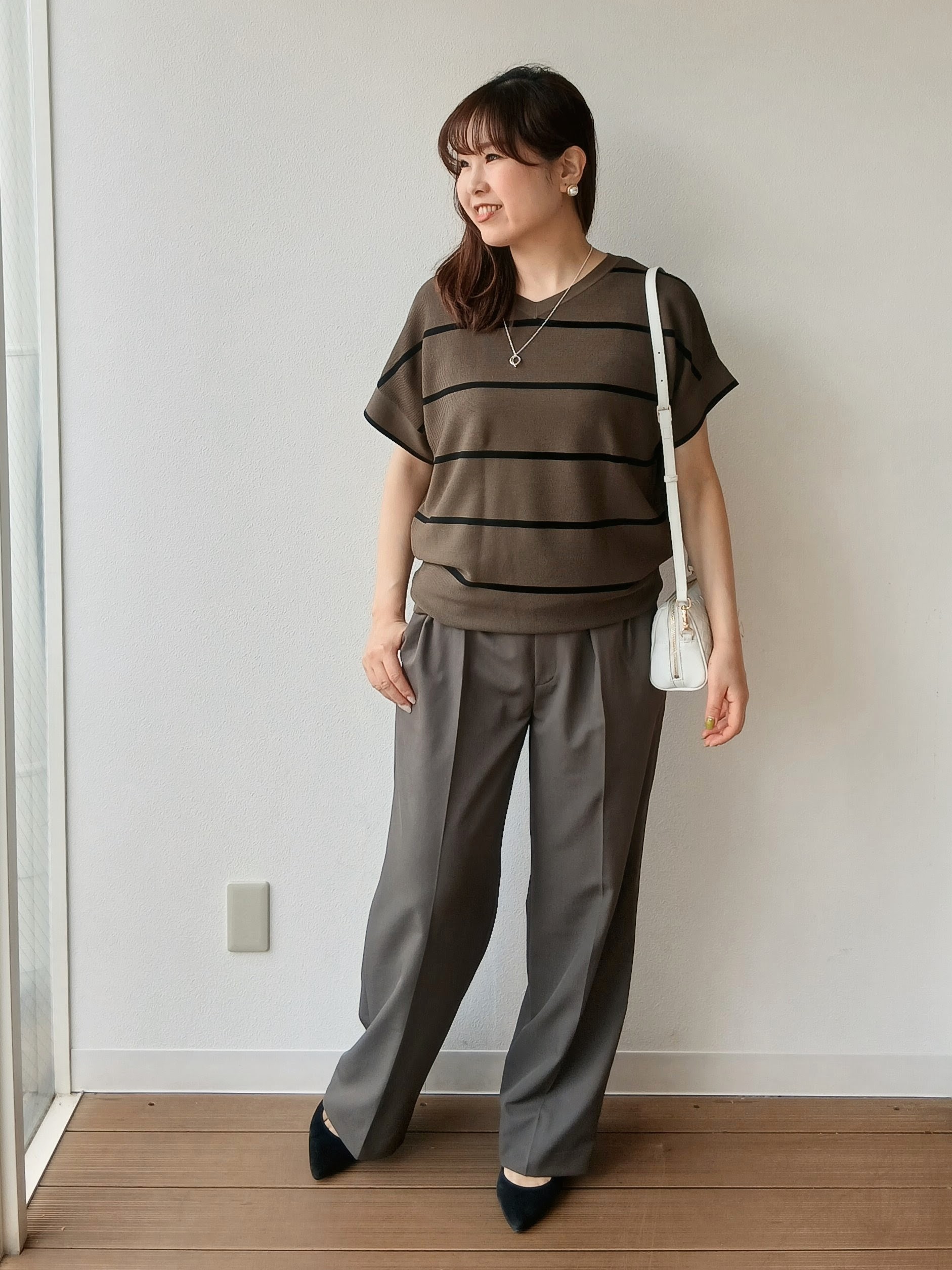 なみきさんの「UNTITLED｜【11色展開/体型カバー】前後2WAYフレンチスリーブニット」を使ったコーディネート