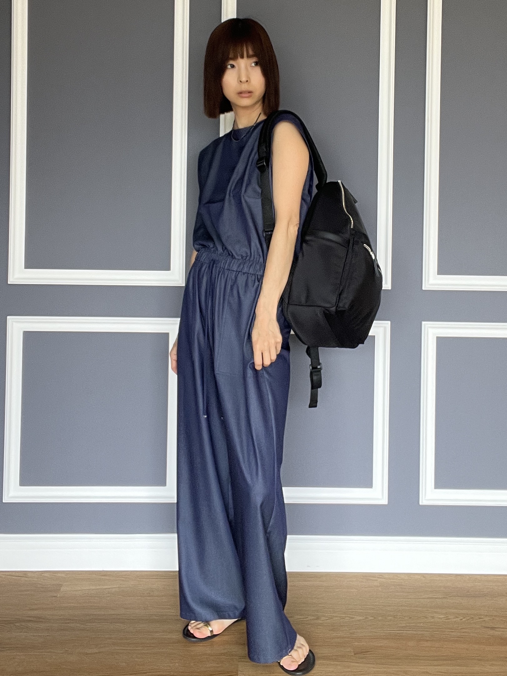 misaさんの「DRESSTERIOR｜NICOLAS LAINAS（ニコラスライナス）ソフトソールトングサンダル」を使ったコーディネート