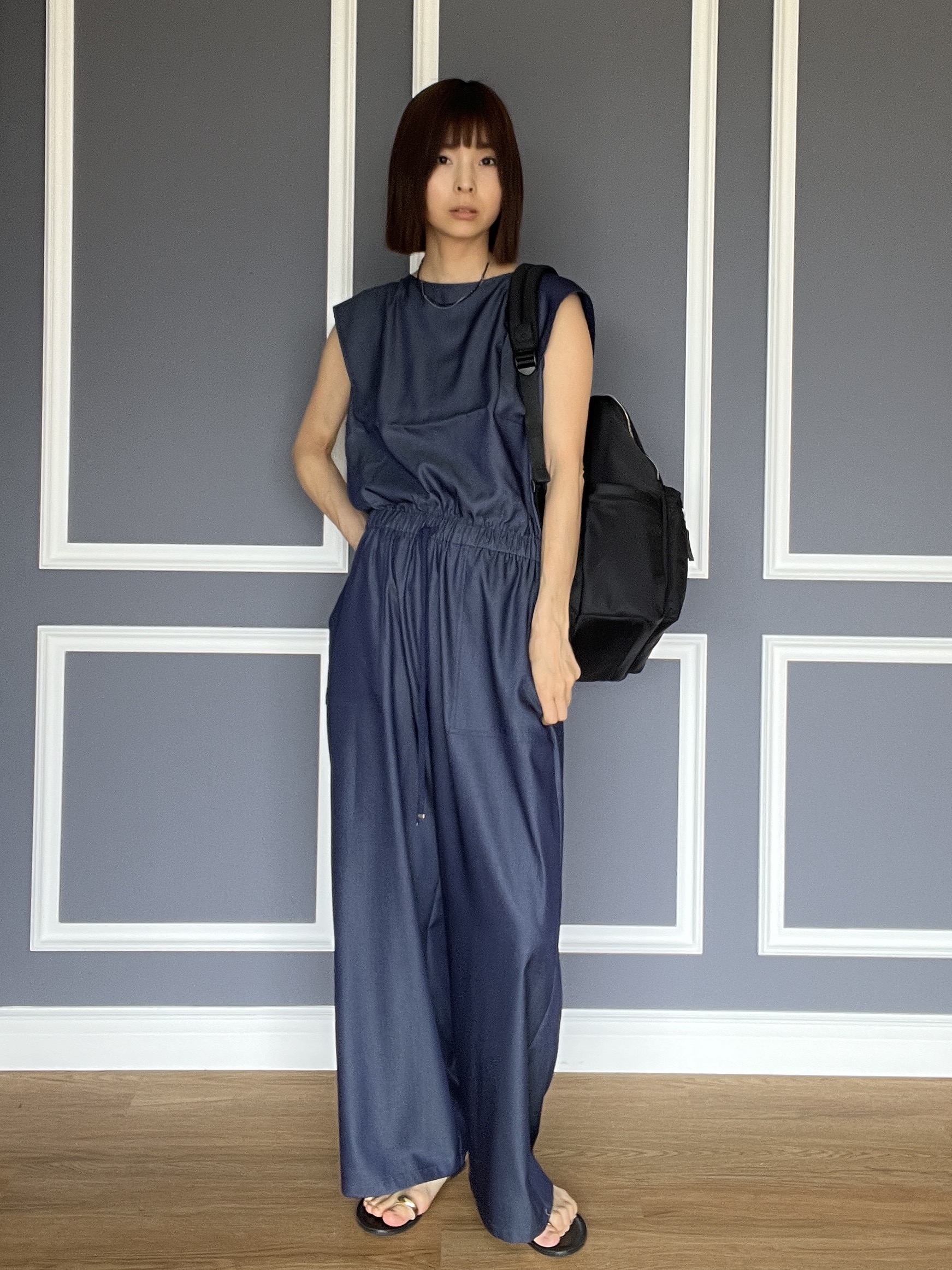 misaさんの「DRESSTERIOR｜NICOLAS LAINAS（ニコラスライナス）ソフトソールトングサンダル」を使ったコーディネート