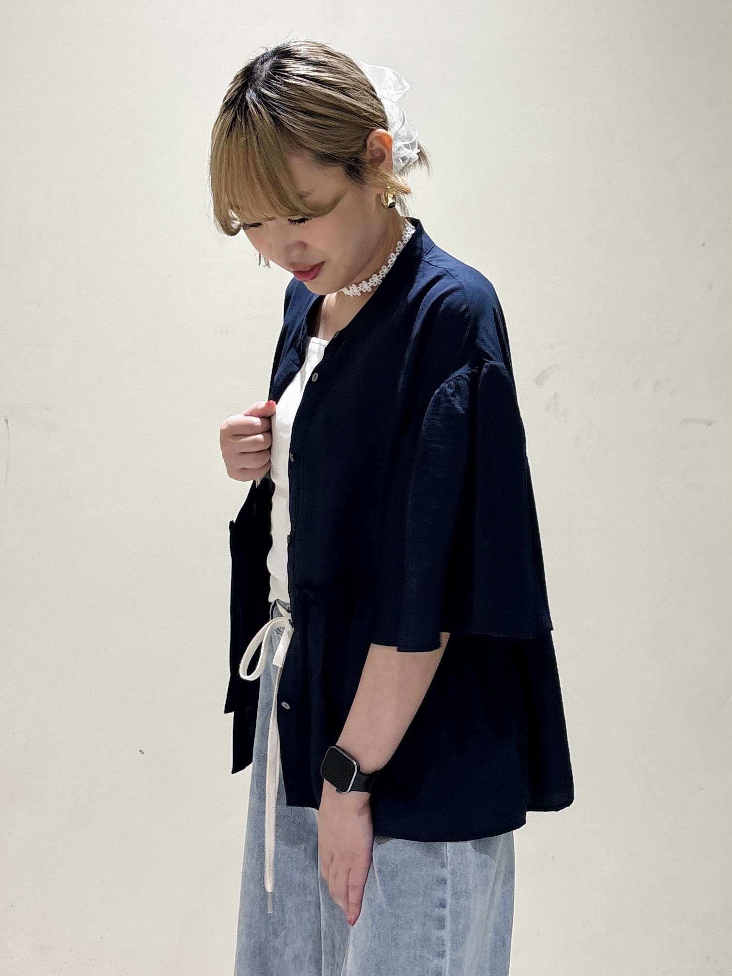 みきちぃさんの「OPAQUE.CLIP｜アシンメトリーペプラムブラウス【洗濯機OK】」を使ったコーディネート