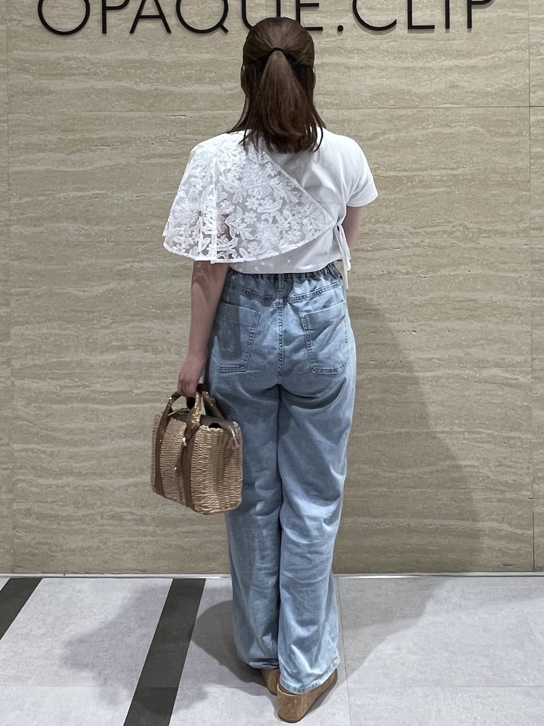 yiさんの「OPAQUE.CLIP｜【UVケア／接触冷感】フロントロゴ刺繍Tシャツ《洗濯機OK／S-3L／7col》」を使ったコーディネート
