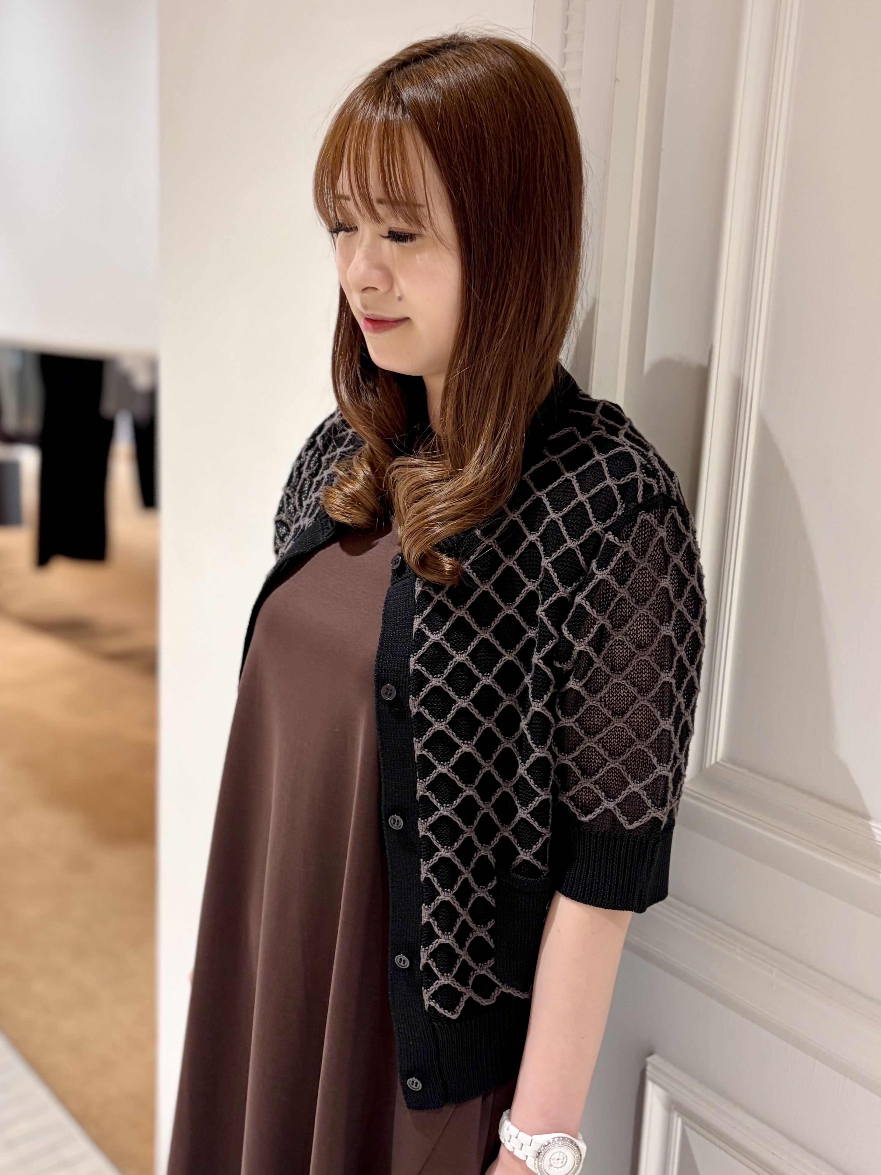 minowaさんの「DRESSTERIOR｜【接触冷感／抗菌防臭／消臭/ウォッシャブル】アイスクリアコットン フレンチスリーブワンピース」を使ったコーディネート
