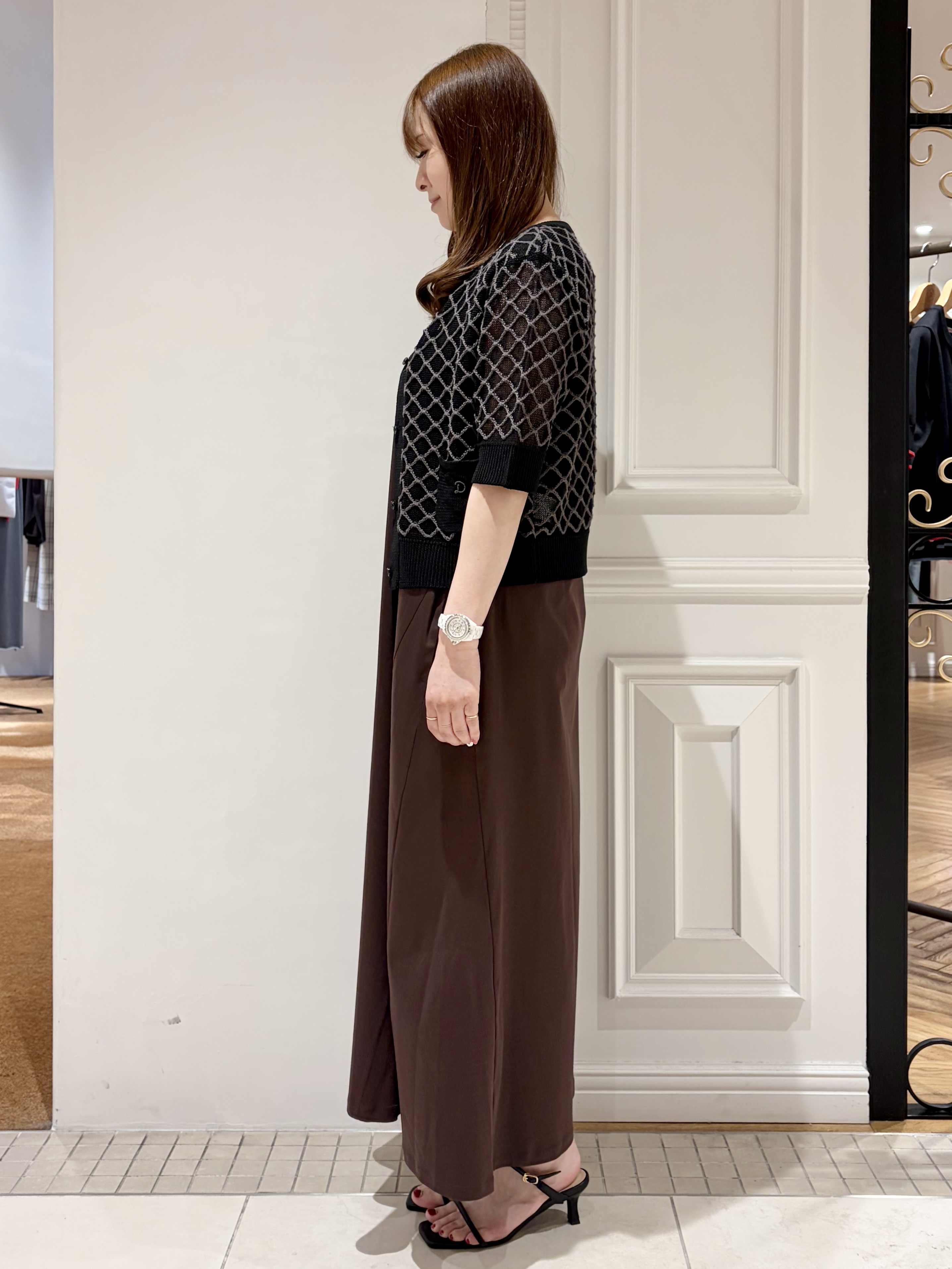 minowaさんの「DRESSTERIOR｜【接触冷感／抗菌防臭／消臭/ウォッシャブル】アイスクリアコットン フレンチスリーブワンピース」を使ったコーディネート