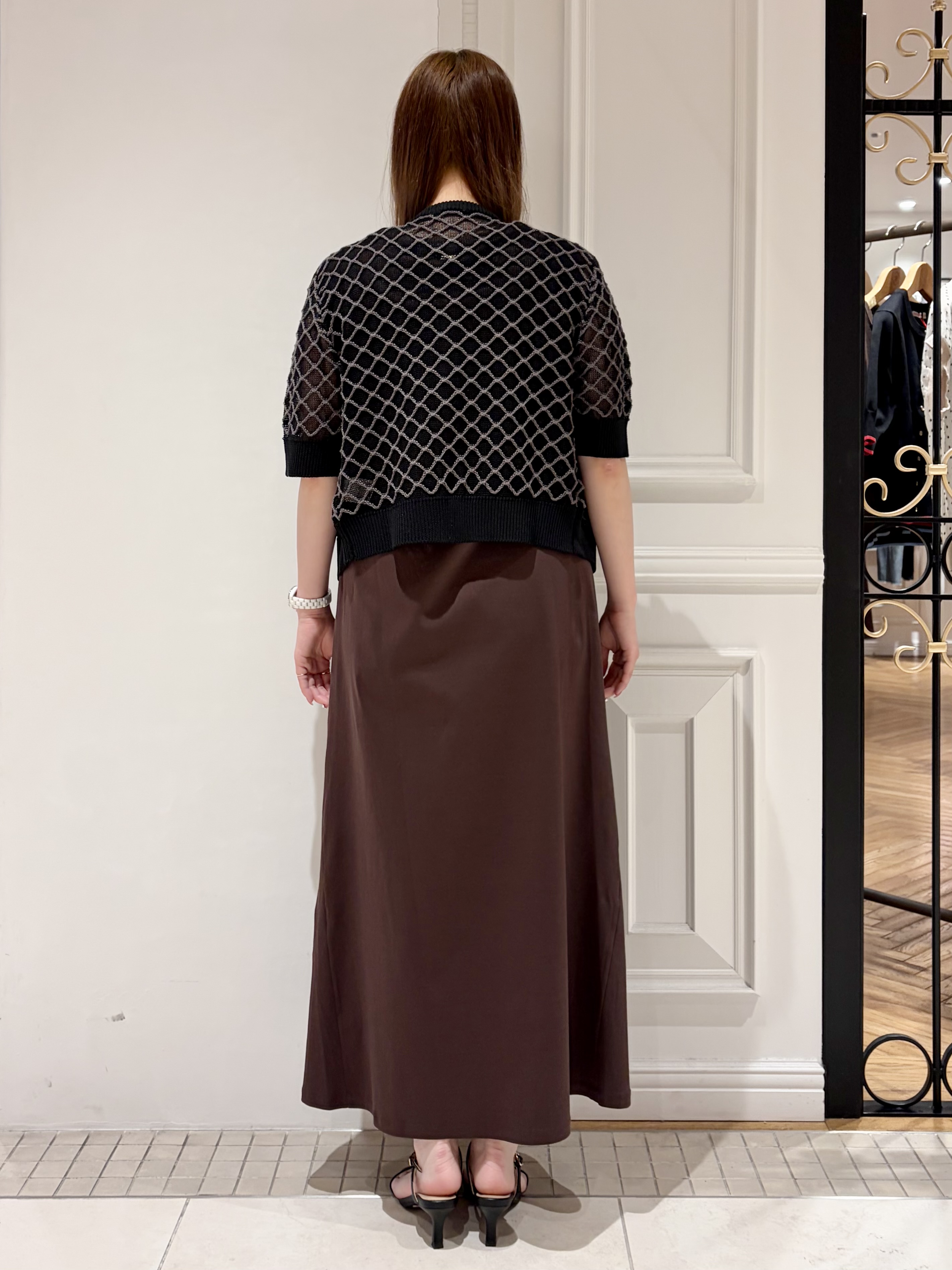 minowaさんの「DRESSTERIOR｜【接触冷感／抗菌防臭／消臭/ウォッシャブル】アイスクリアコットン フレンチスリーブワンピース」を使ったコーディネート